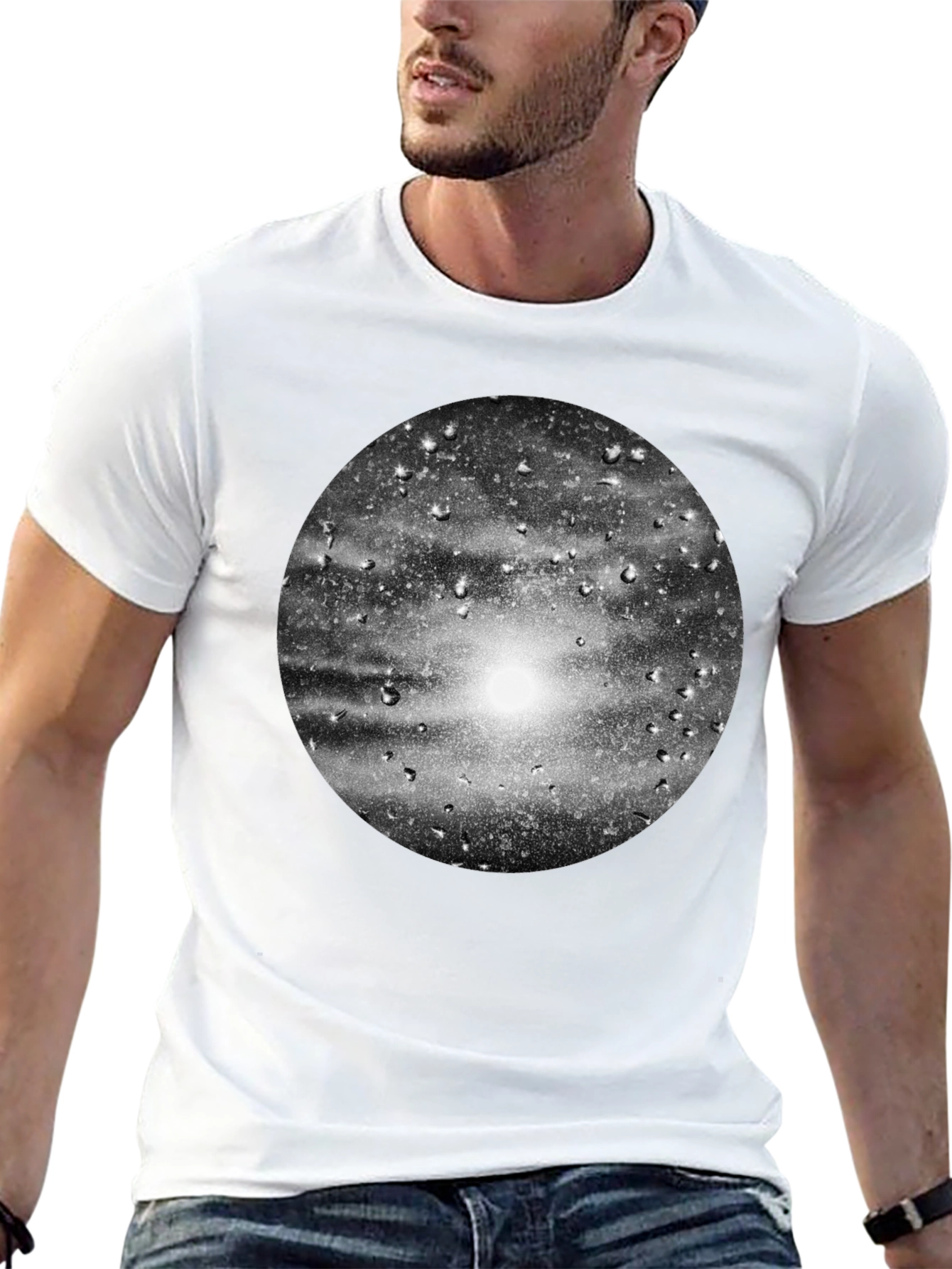 Black Graphic Tee - Rain on Glass Print