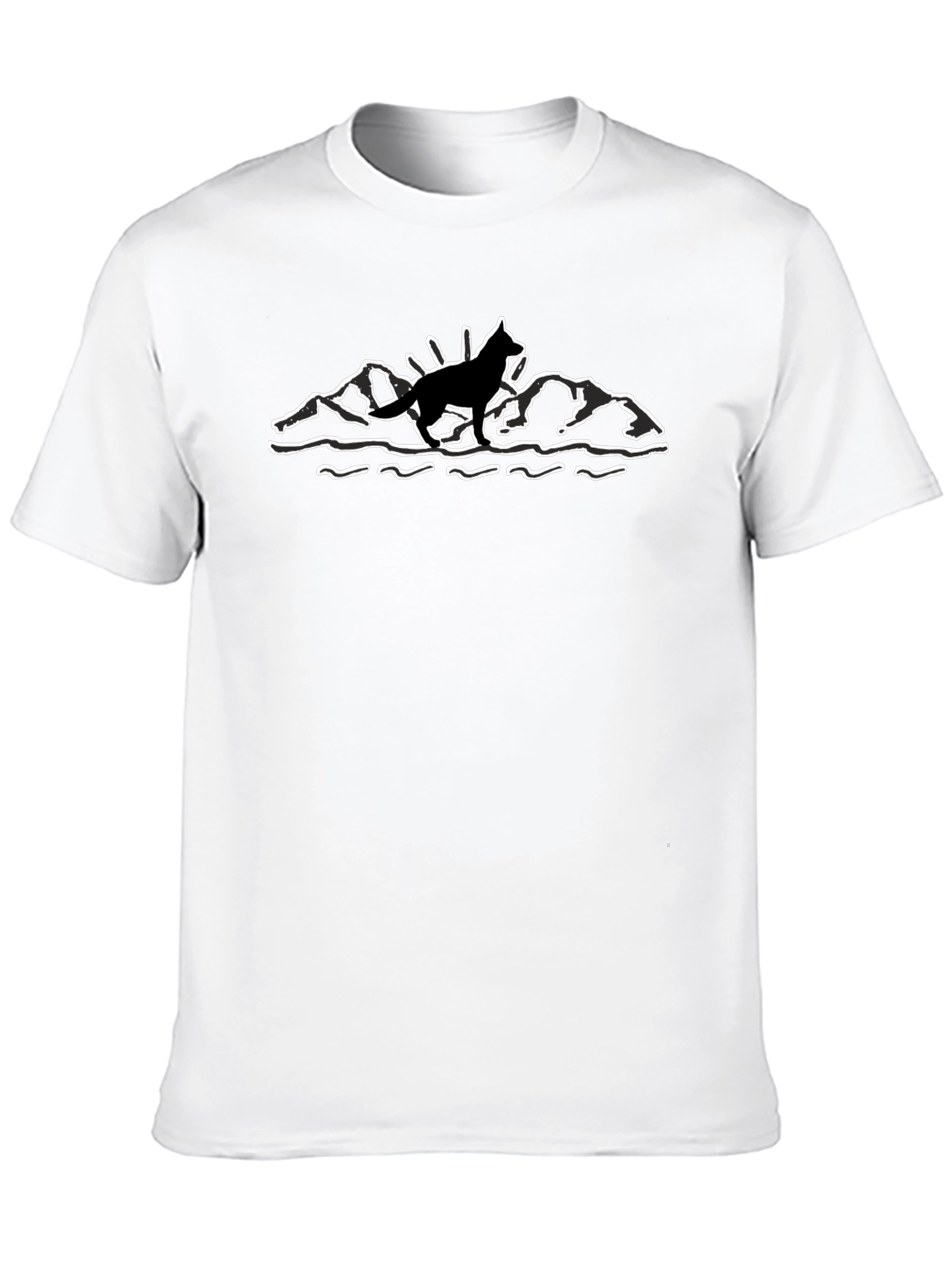 Dog & Mountain Graphic Tee - Black Cotton Blend