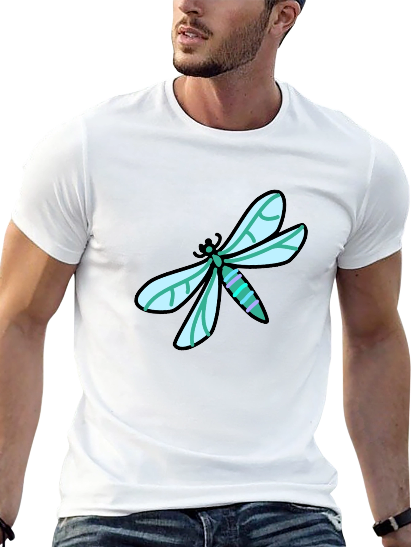 Dragonfly Graphic Tee - Black Cotton T-Shirt