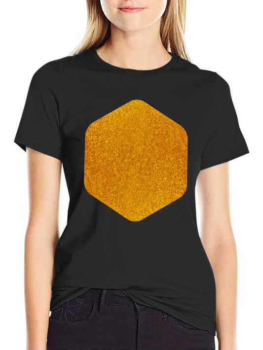Geometric Gold Graphic Tee - Modern Mens Black T-Shirt