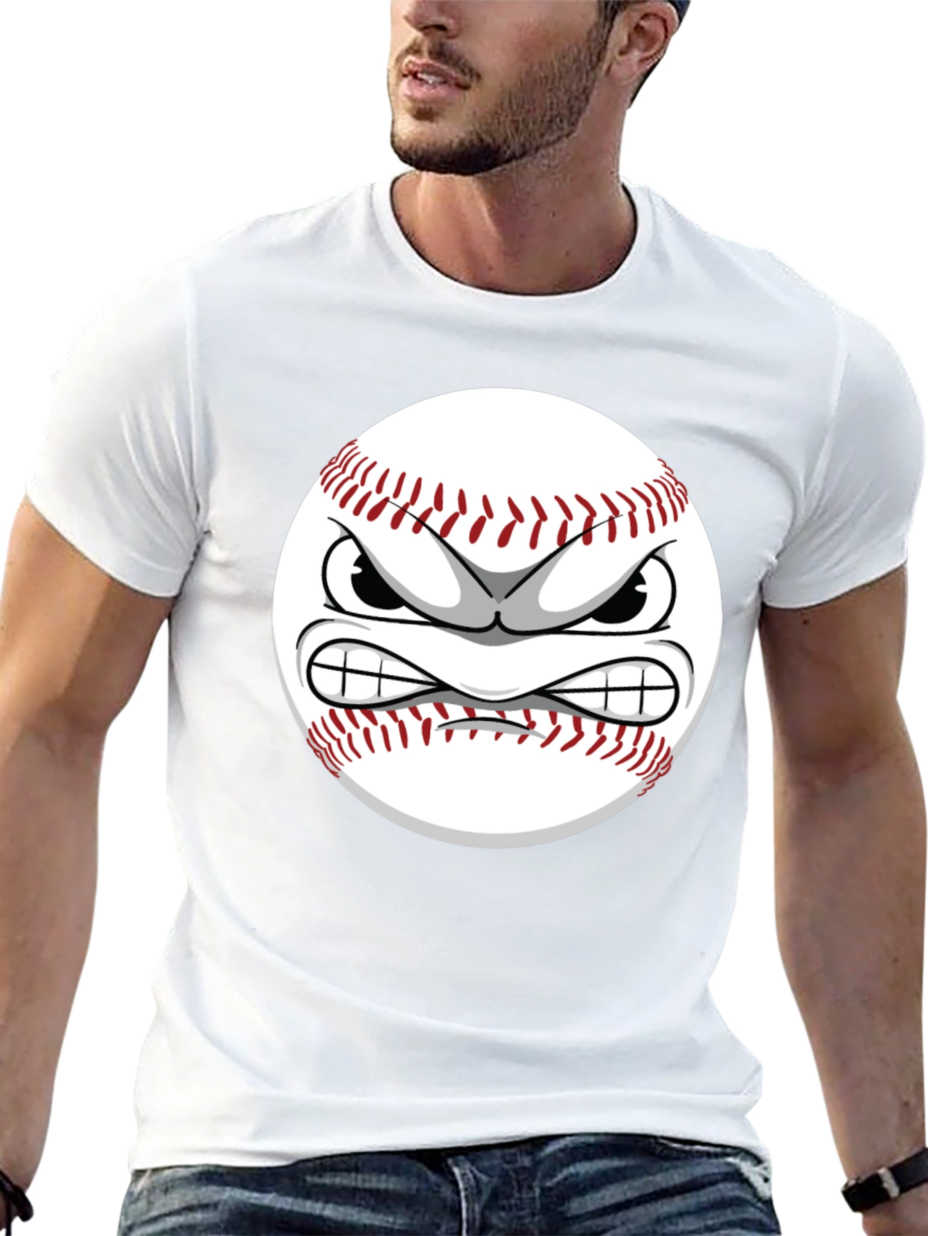 Angry Baseball Cartoon Graphic T-Shirt