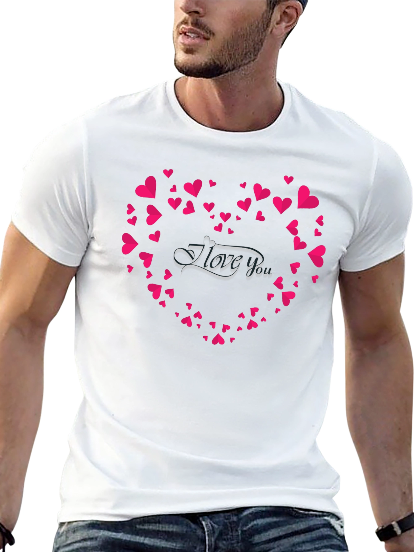 I Love You Heart Graphic T-Shirt - Black
