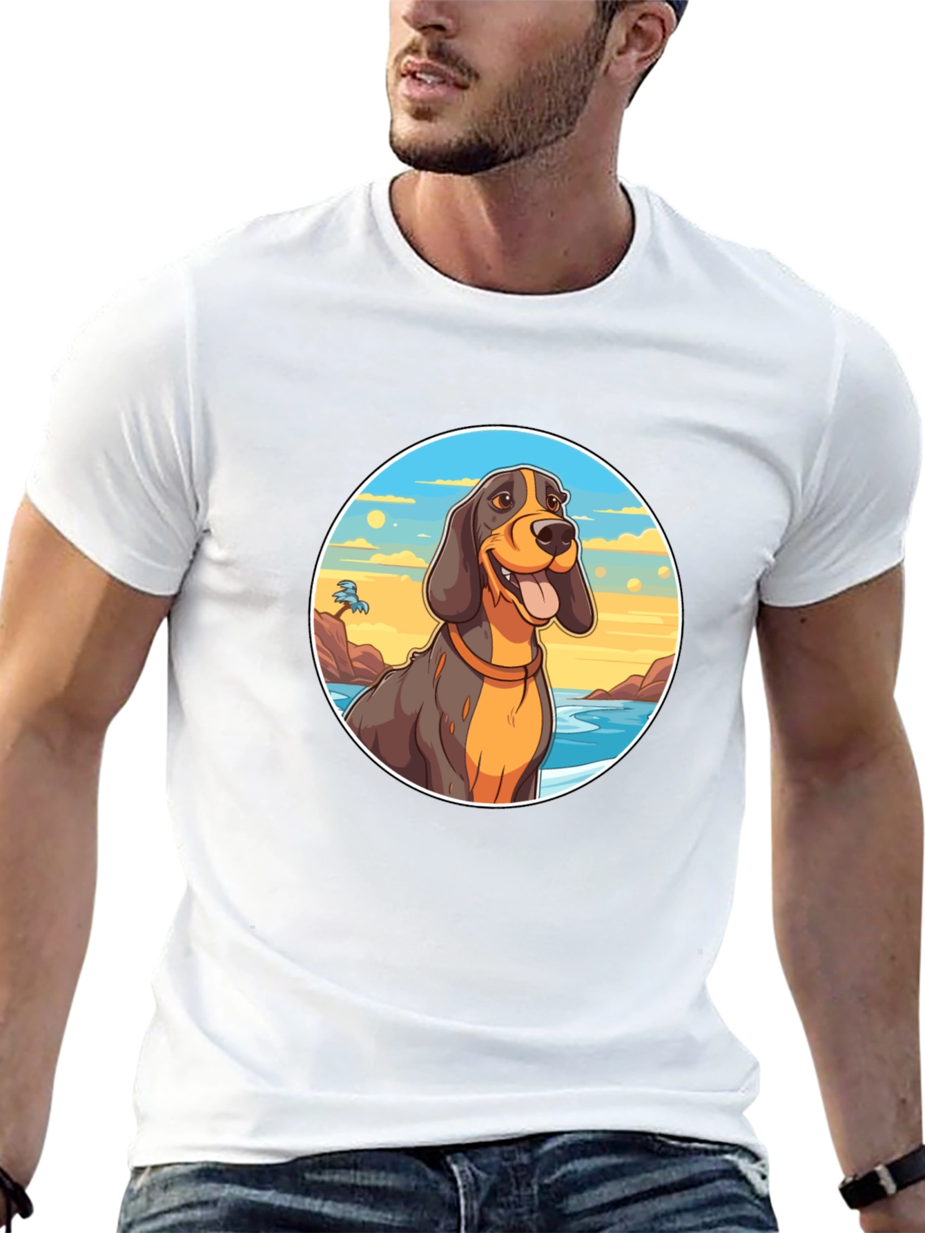 Dog Beach T-Shirt - Black Cotton Graphic Tee