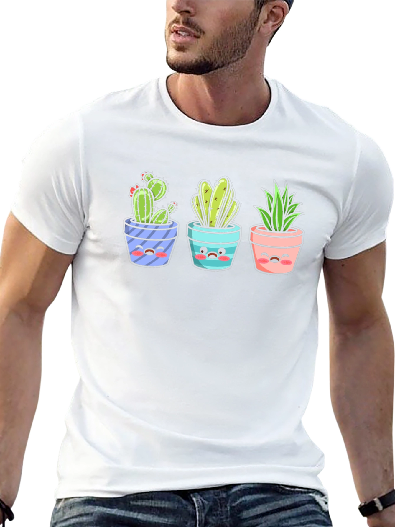 Kawaii Cactus T-Shirt: Cute Potted Plants Graphic Tee
