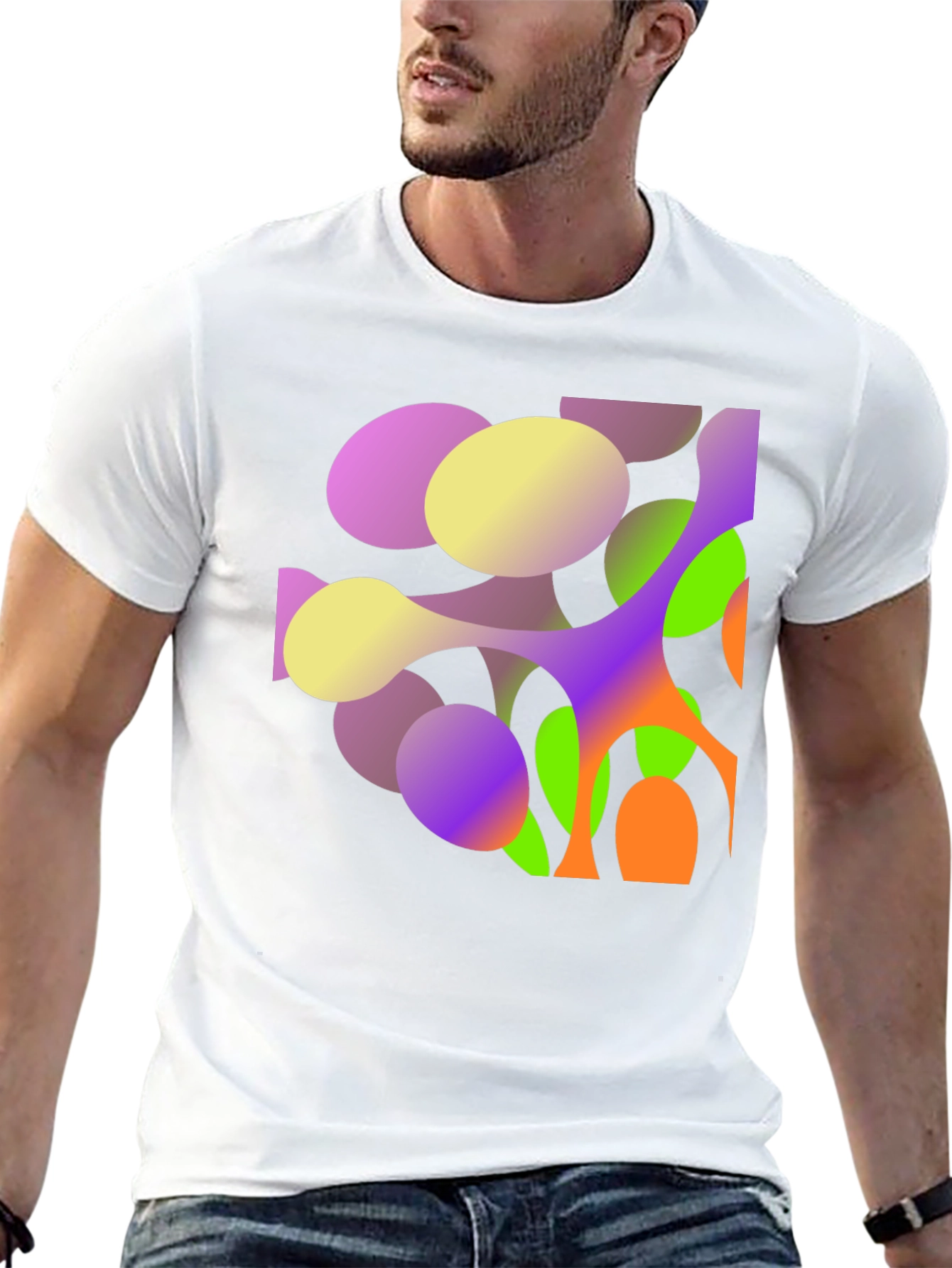 Abstract Geometric Print Black T-Shirt