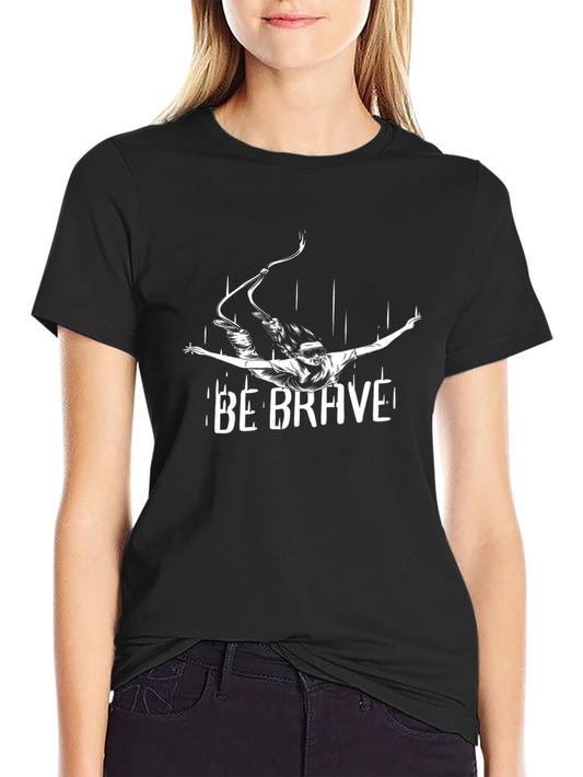 Be Brave Skydiver Graphic Tee - Black Cotton T-Shirt