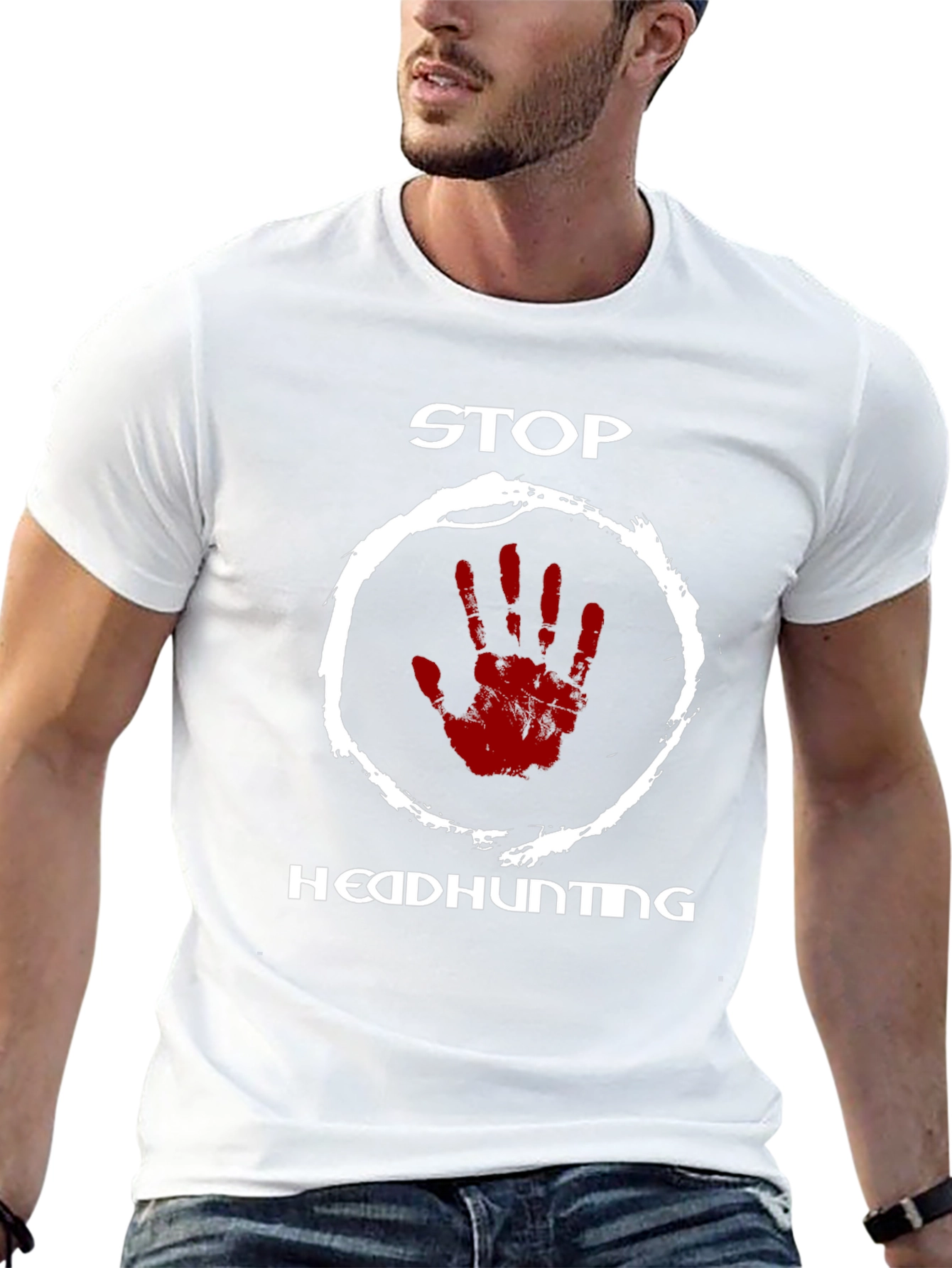 Stop Headhunting T-Shirt - Black Graphic Print