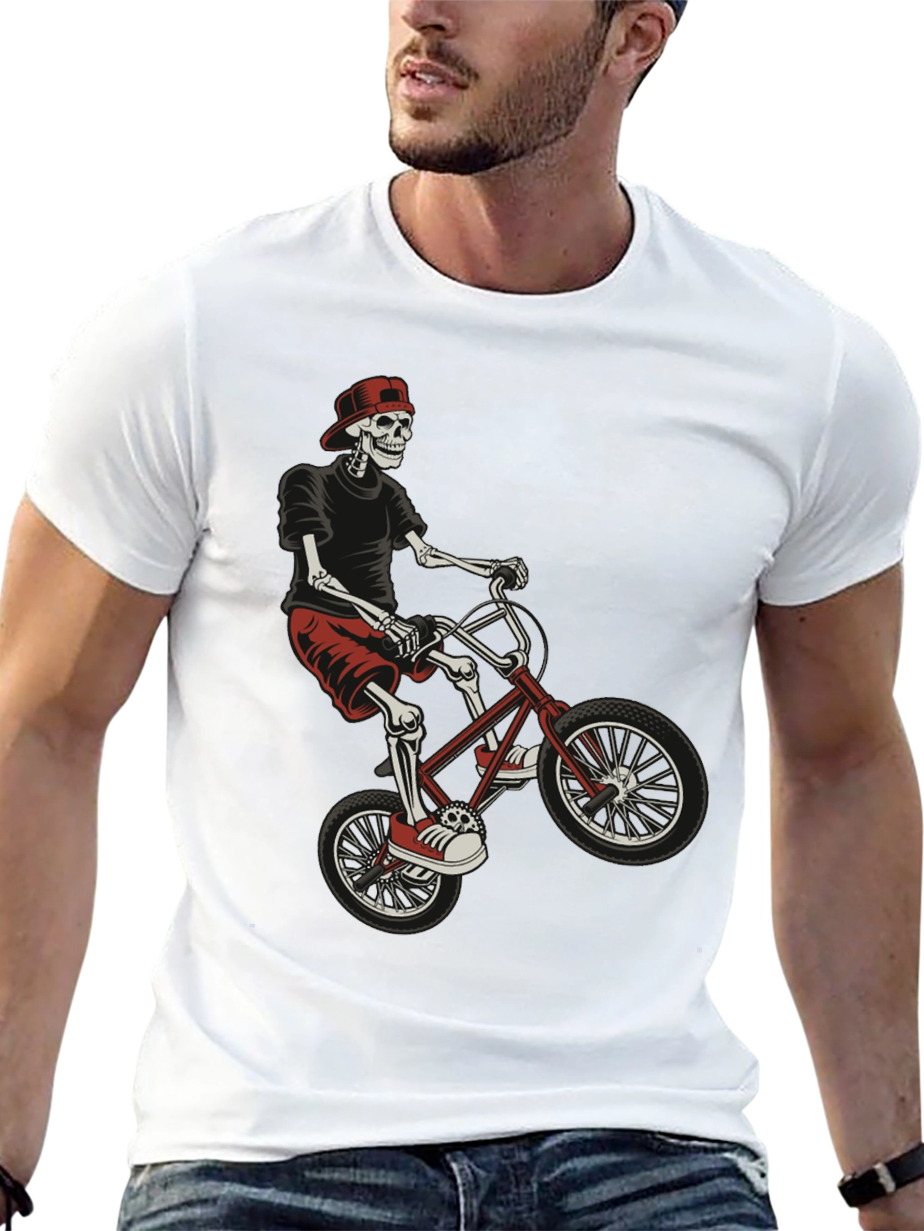 Skeleton BMX Rider Graphic T-Shirt