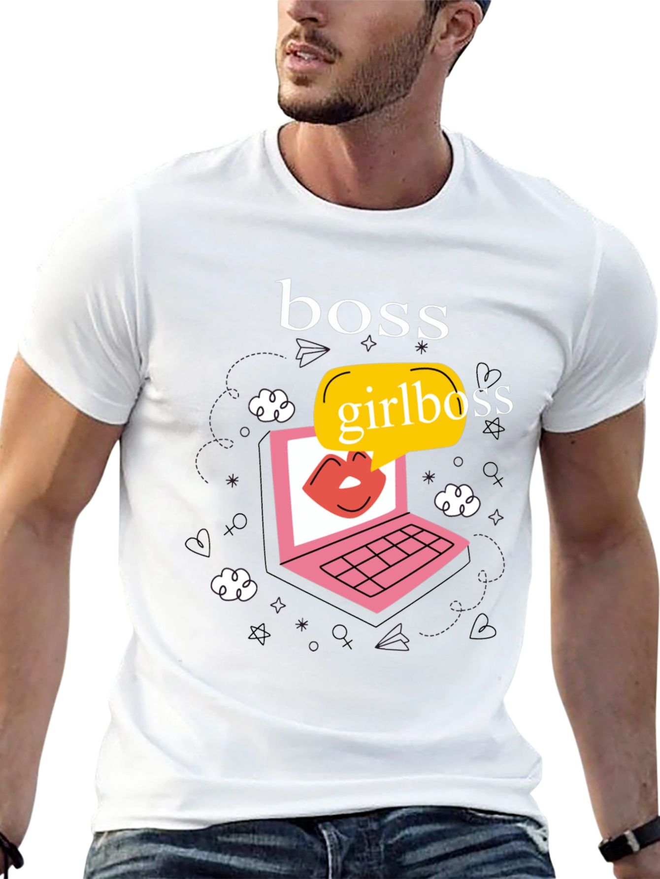 Girlboss Graphic Tee - Trendy Laptop Design T-shirt