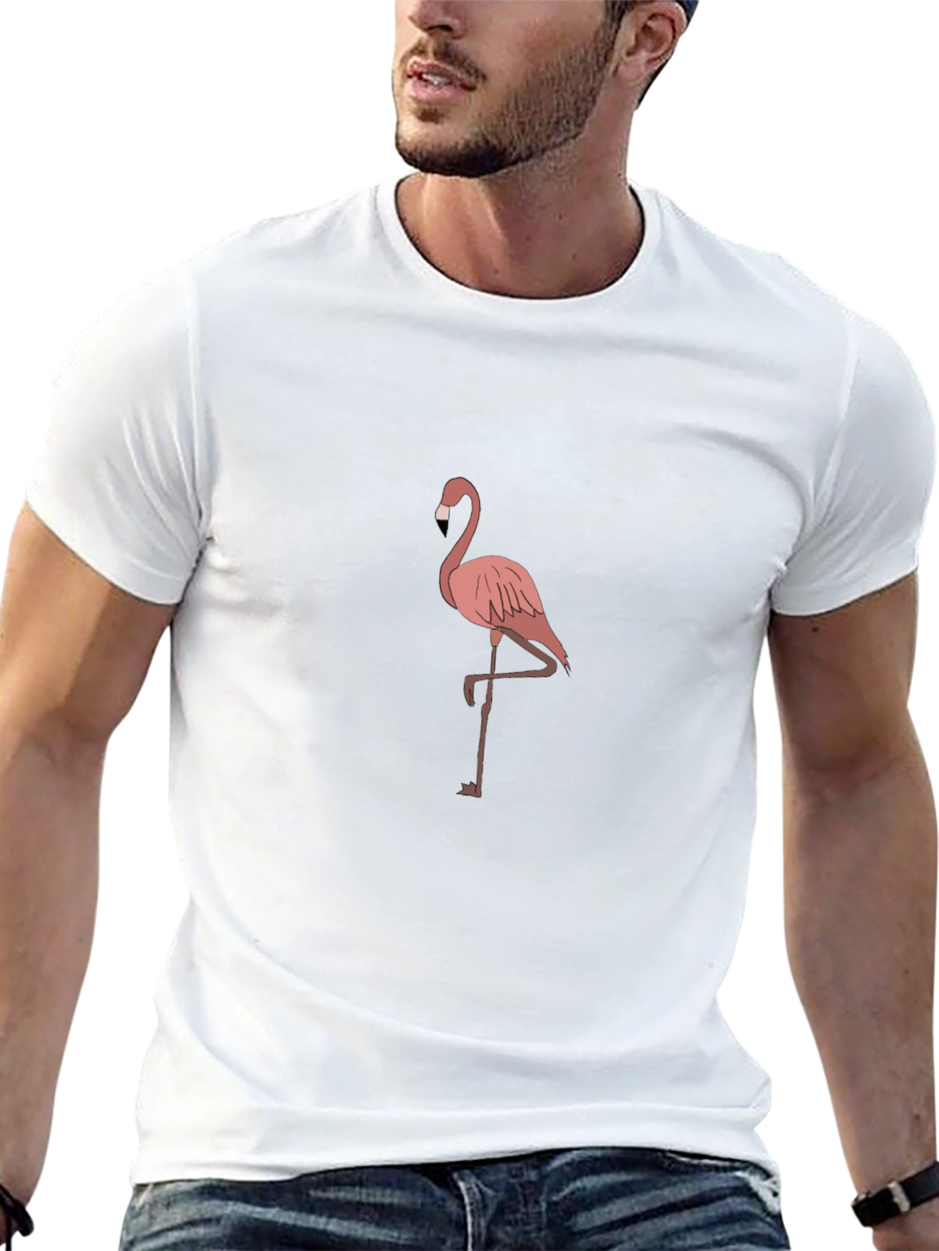 Flamingo Graphic Tee - Black Casual T-Shirt