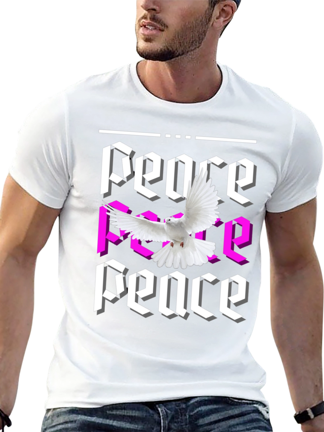 Peace Dove Graphic Print Black T-Shirt