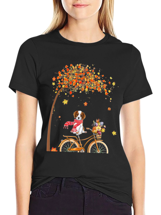 Dog on Bike Autumn T-Shirt