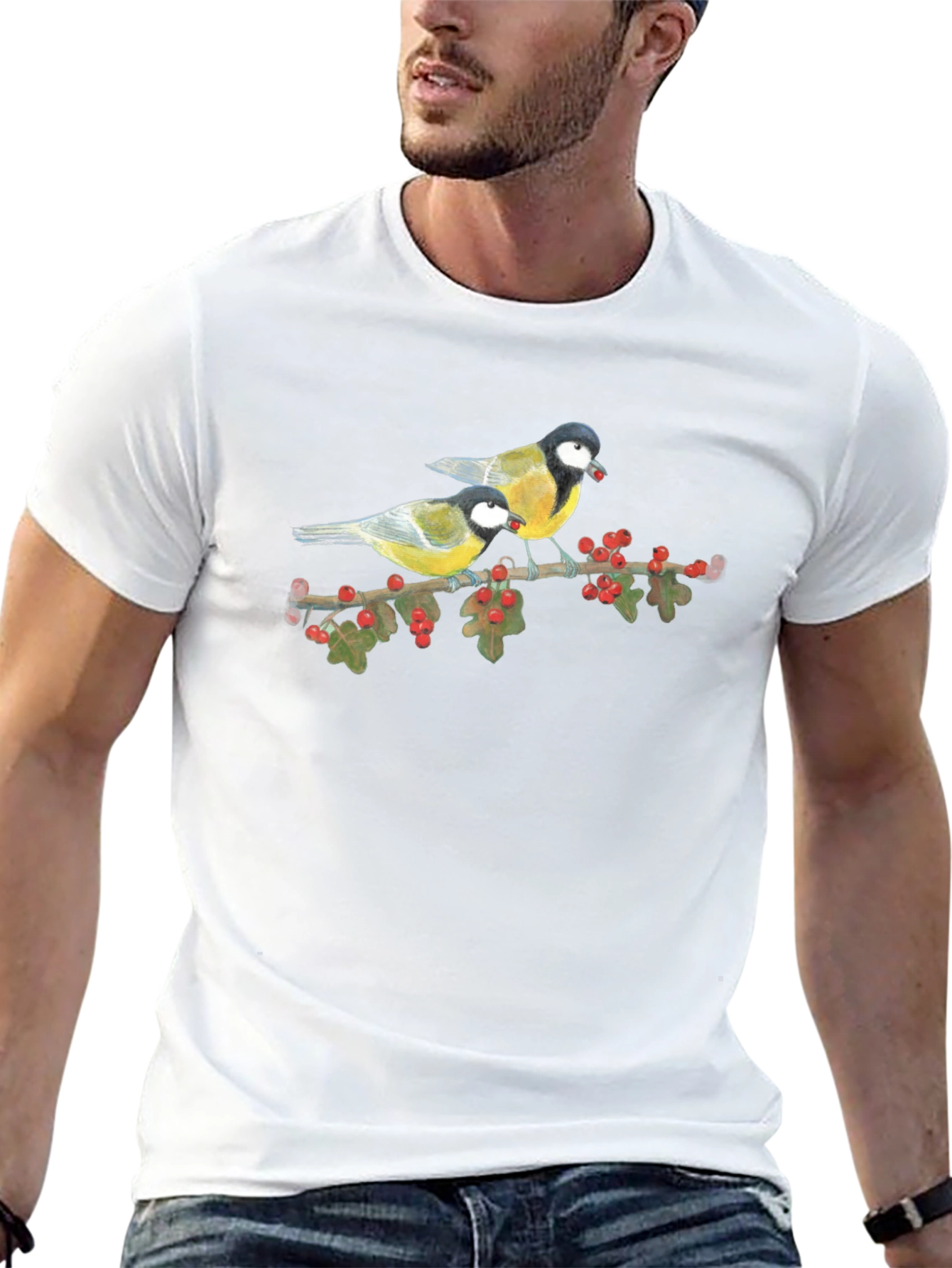Bird Print Tee - Nature Lovers Black T-Shirt