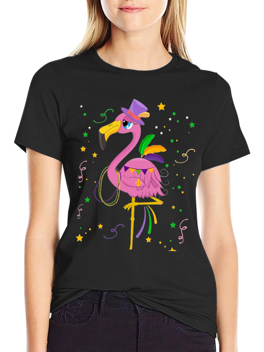 Festive Flamingo Mardi Gras T-Shirt