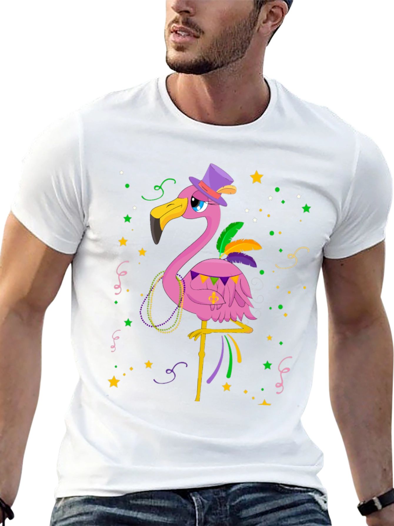 Festive Flamingo Mardi Gras T-Shirt