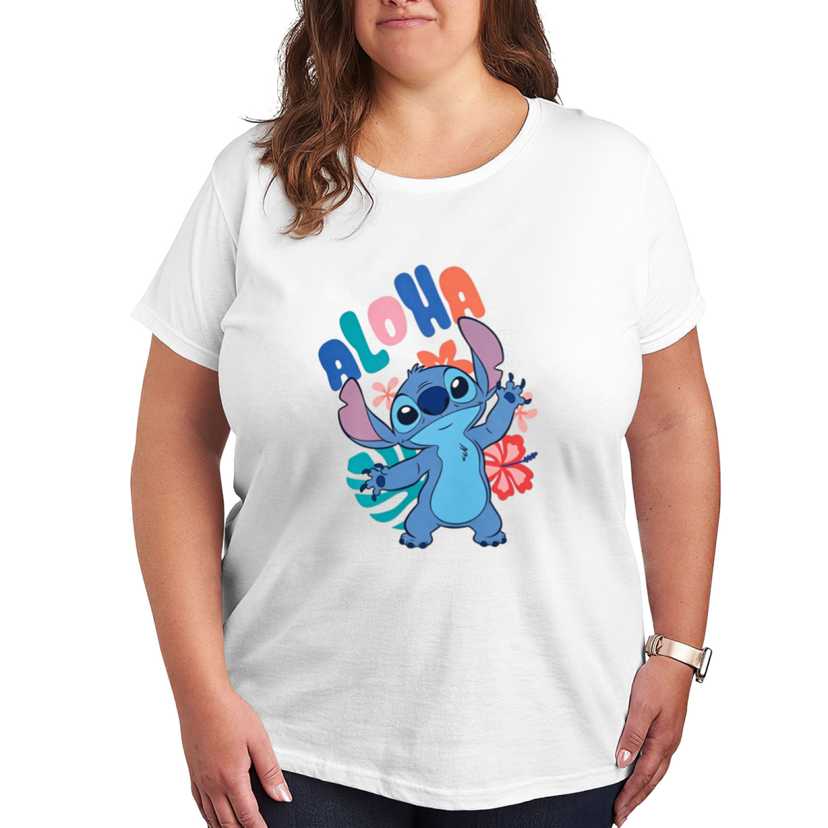 Aloha Tropical Stitch Vibrant Vacation Vibe Plus?Size Women Tee