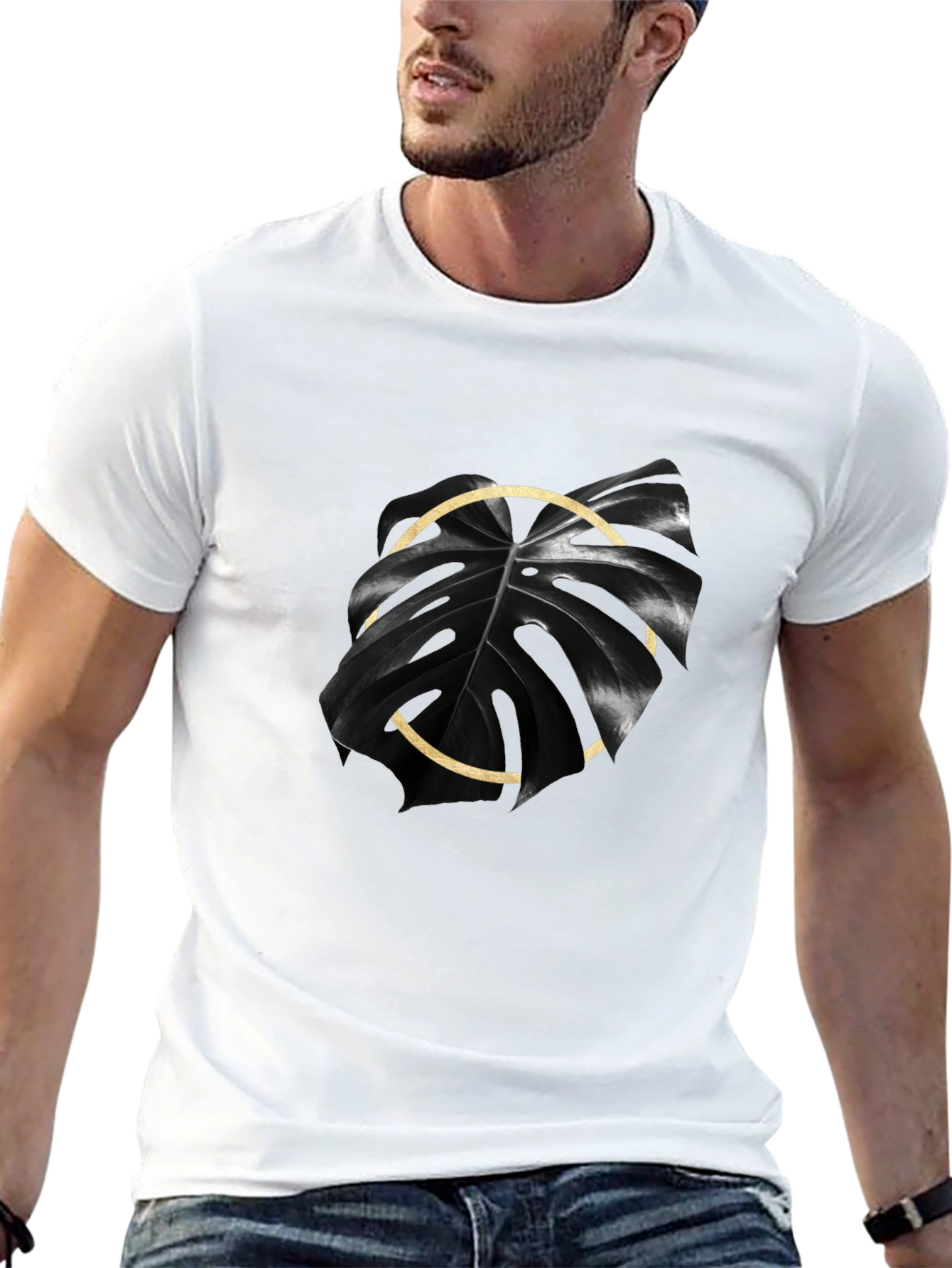 Monstera Leaf Graphic Tee - Black
