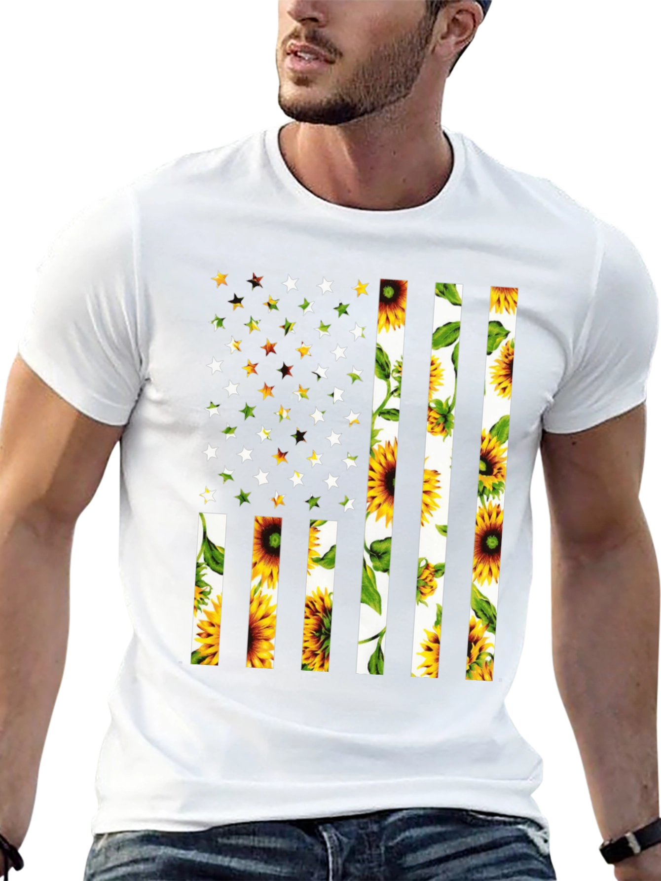 Sunflower American Flag T-Shirt