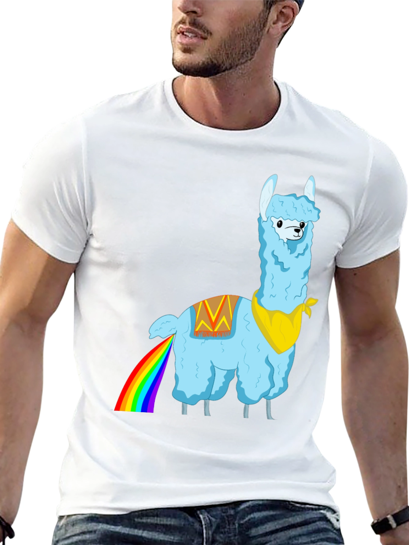 Rainbow Llama Graphic Tee - Quirky Humor T-Shirt