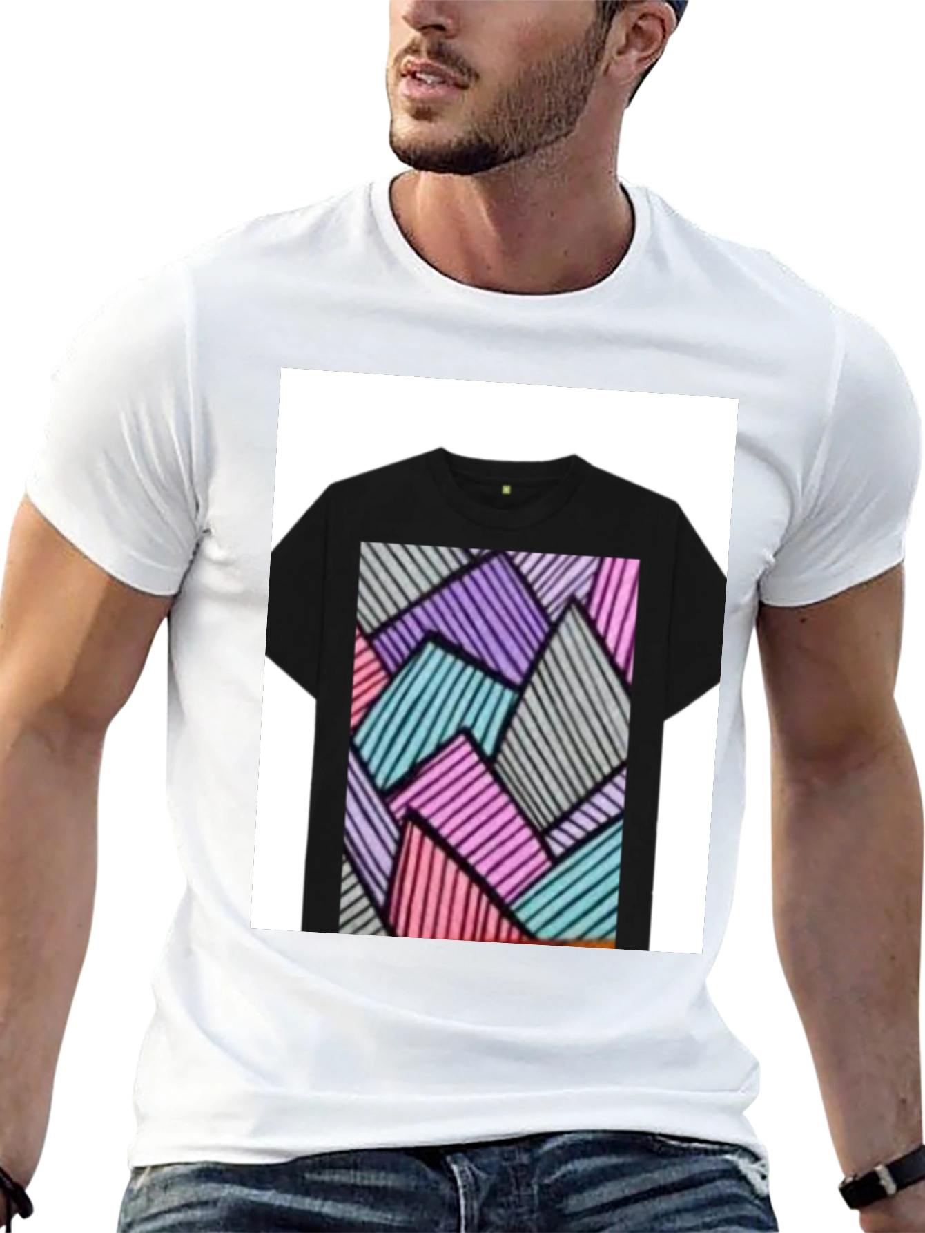 Abstract Geometric Black T-Shirt