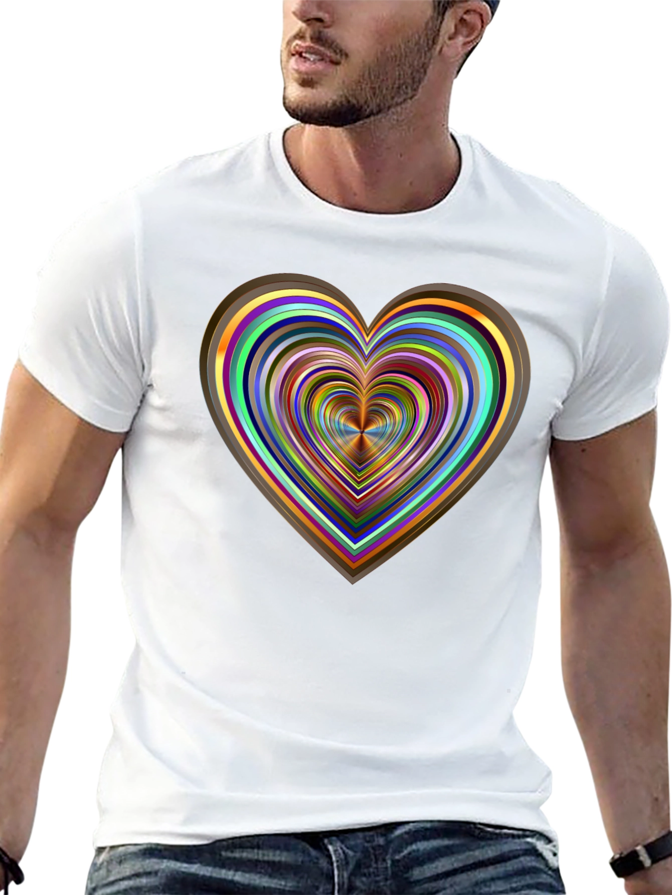 Abstract Heart Graphic Tee - Stylish Mens Black T-Shirt
