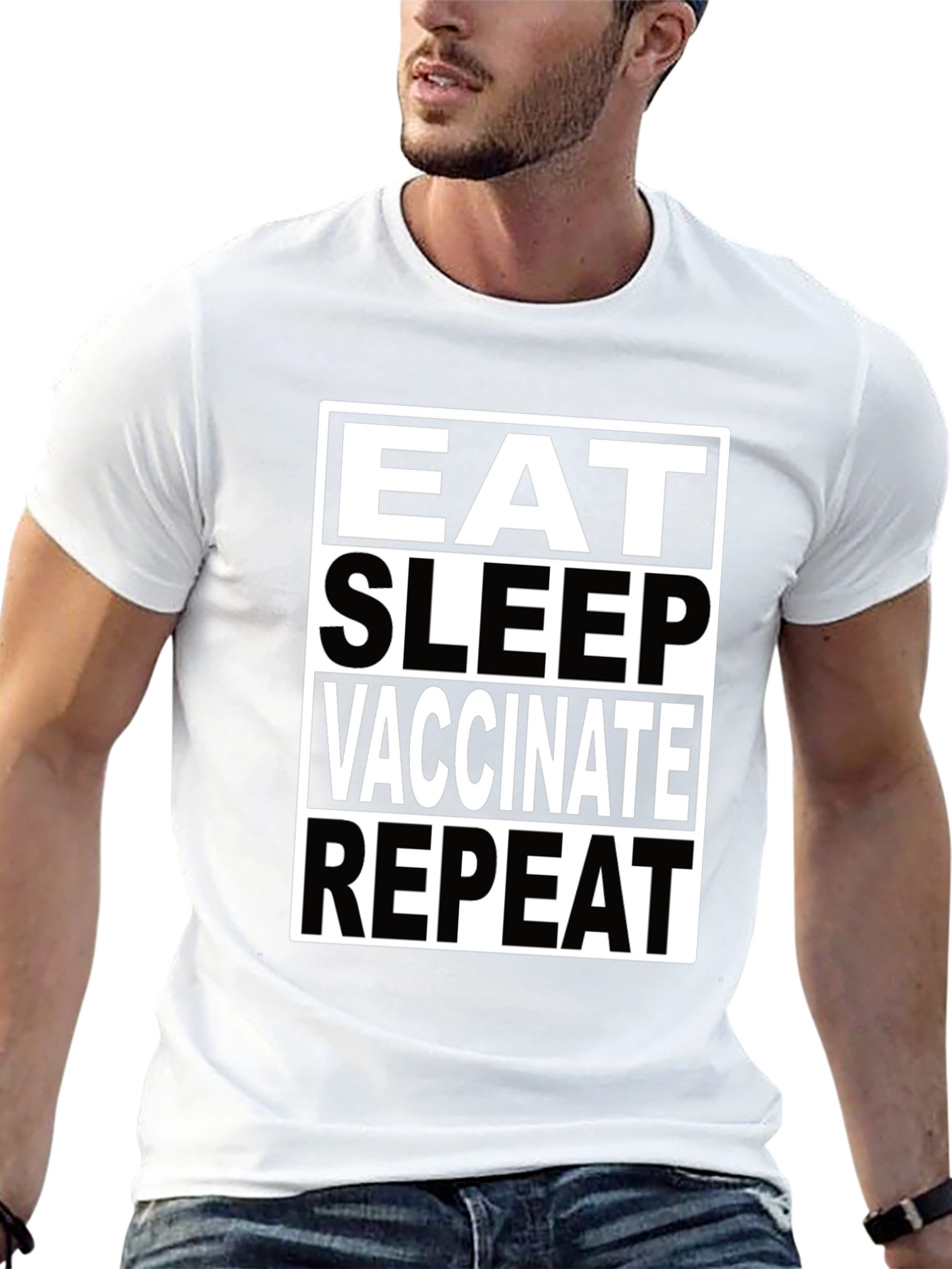 Eat Sleep Vaccinate Repeat Black T-Shirt