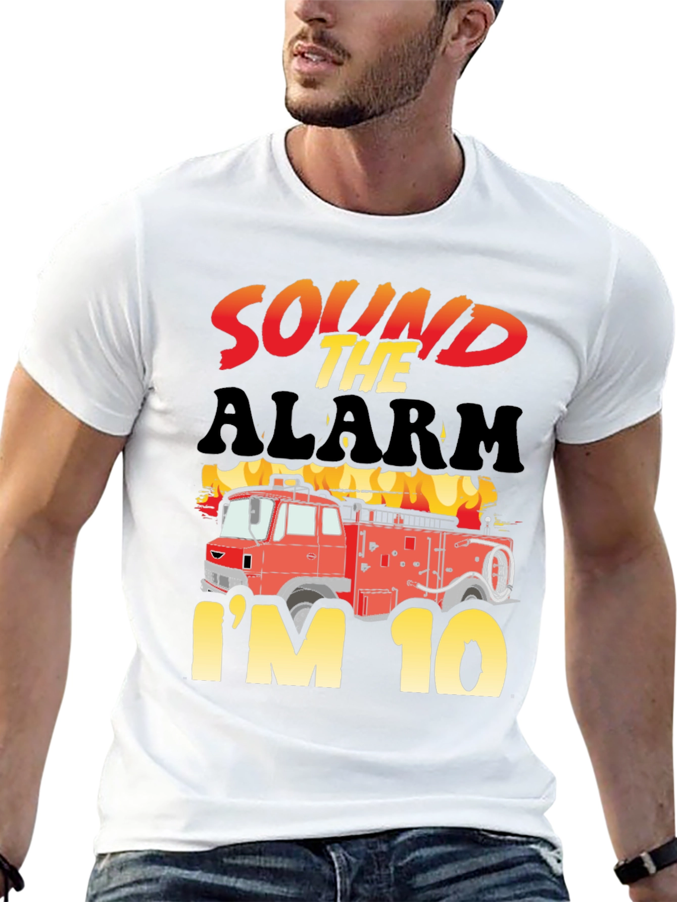 Sound The Alarm Im 10! Firetruck Birthday T-Shirt