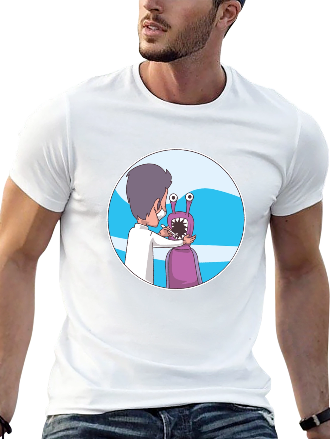 Dentist Alien Cartoon Graphic T-Shirt