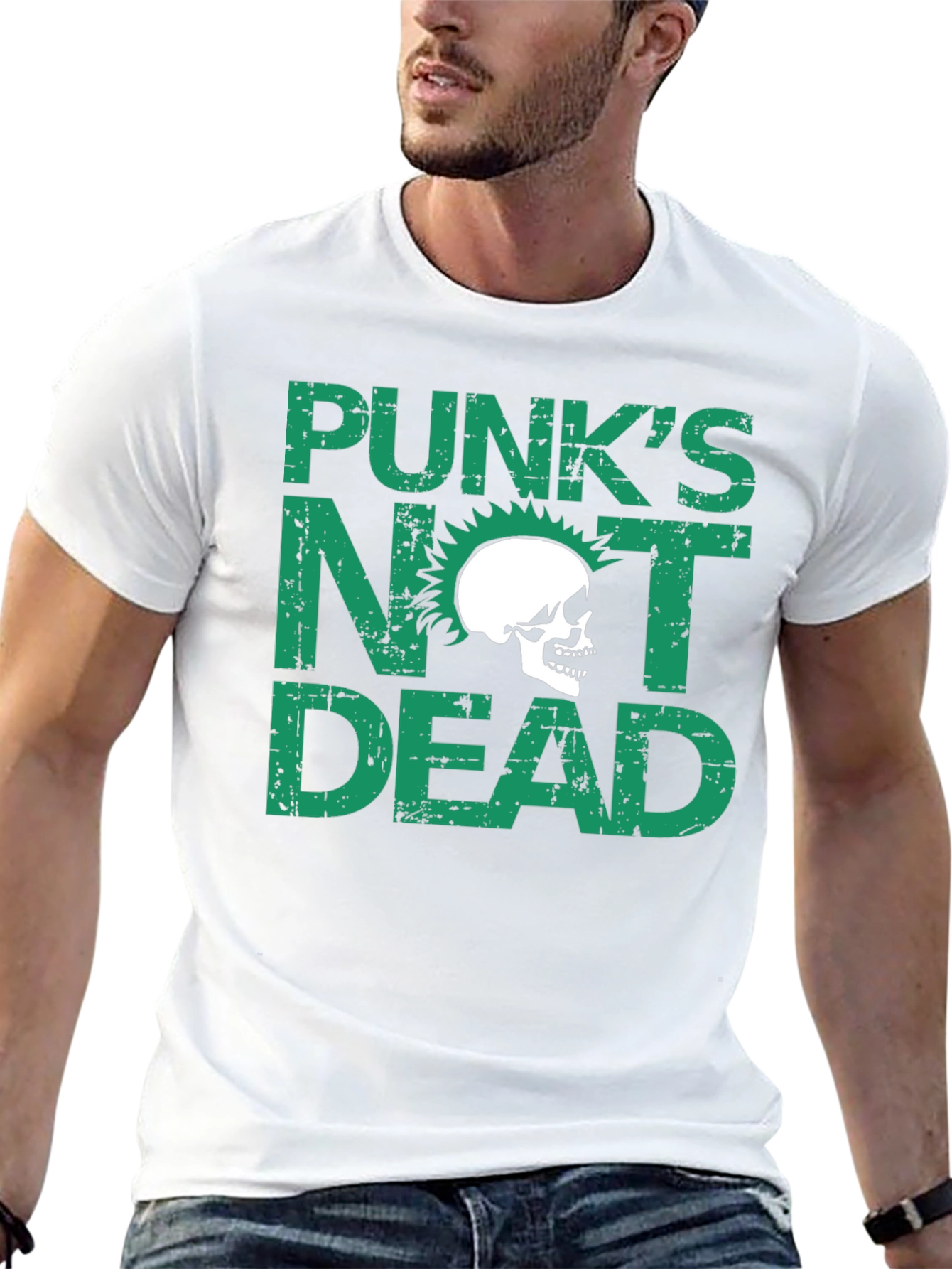 Punks Not Dead Skull Graphic Black T-Shirt