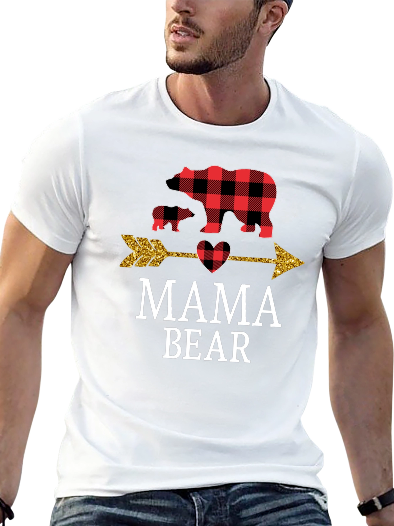 Mama Bear Buffalo Plaid Arrow Graphic Tee