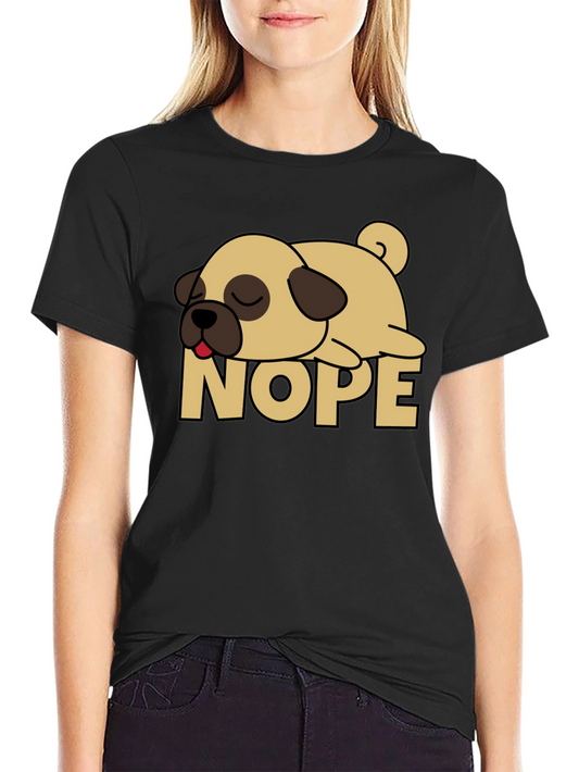 Nope Lazy Pug Graphic Tee - Black