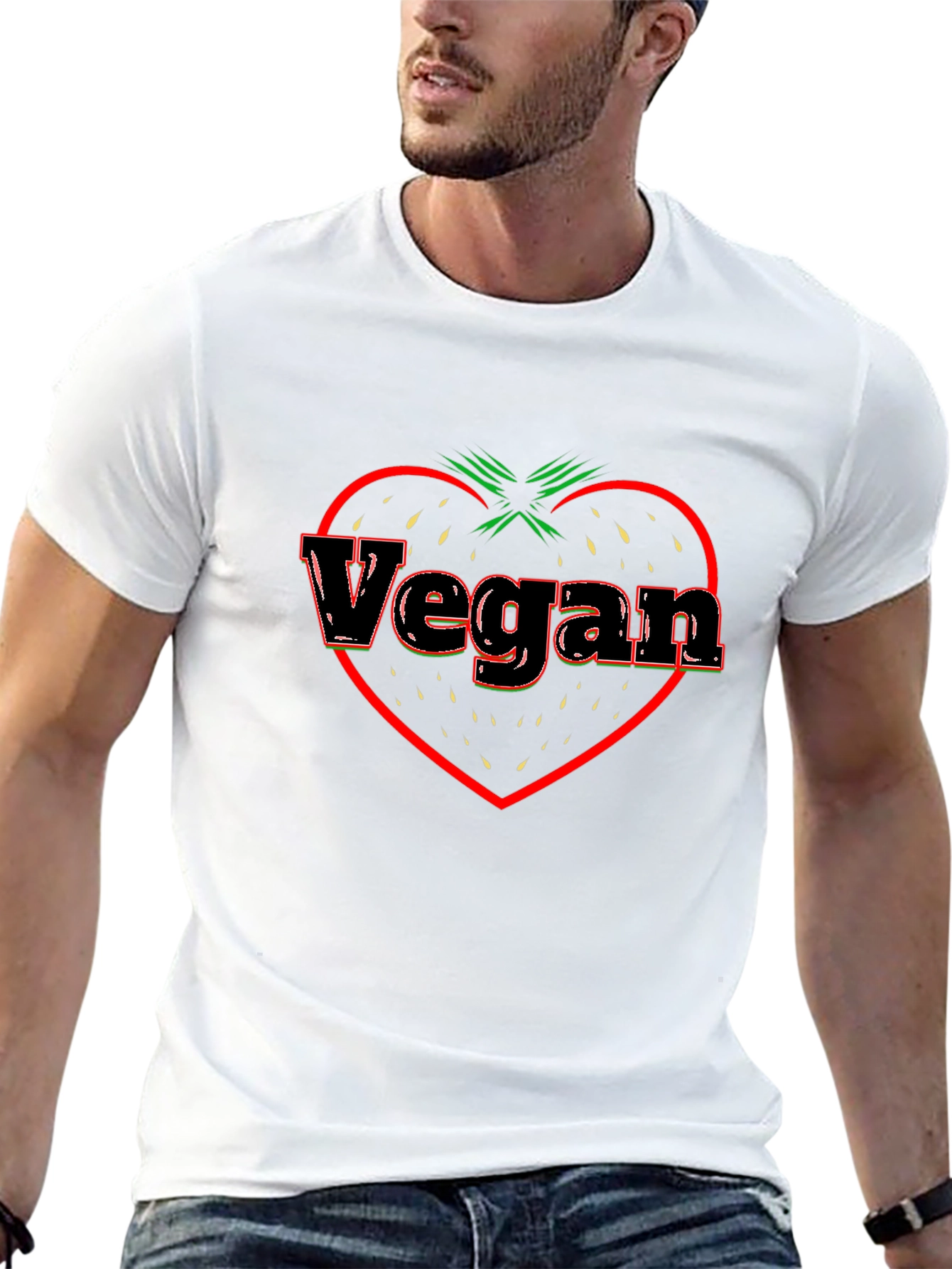 Vegan Strawberry Heart T-Shirt
