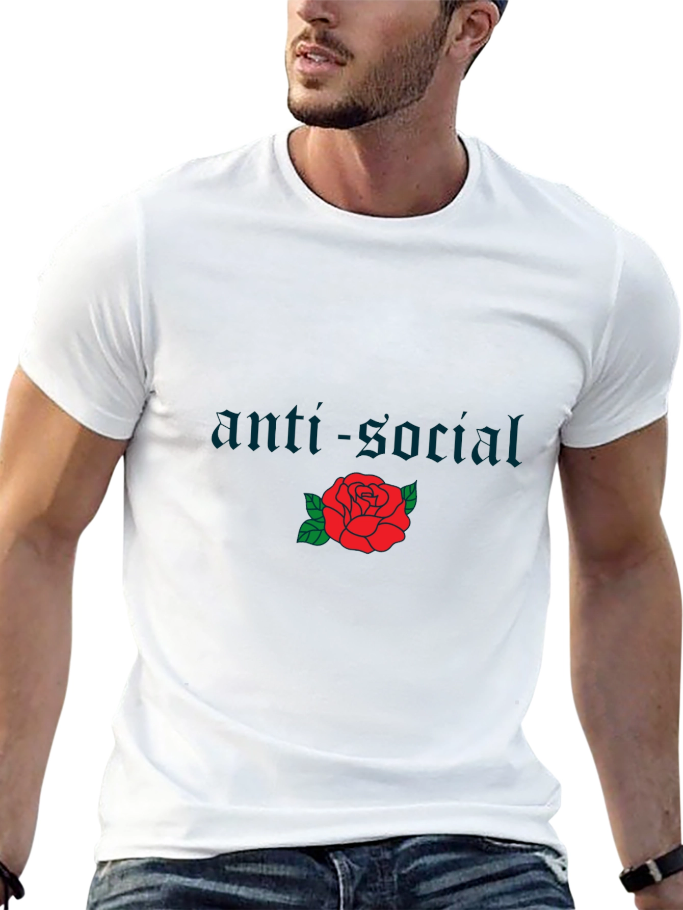 Anti-Social Rose Graphic T-Shirt - Black