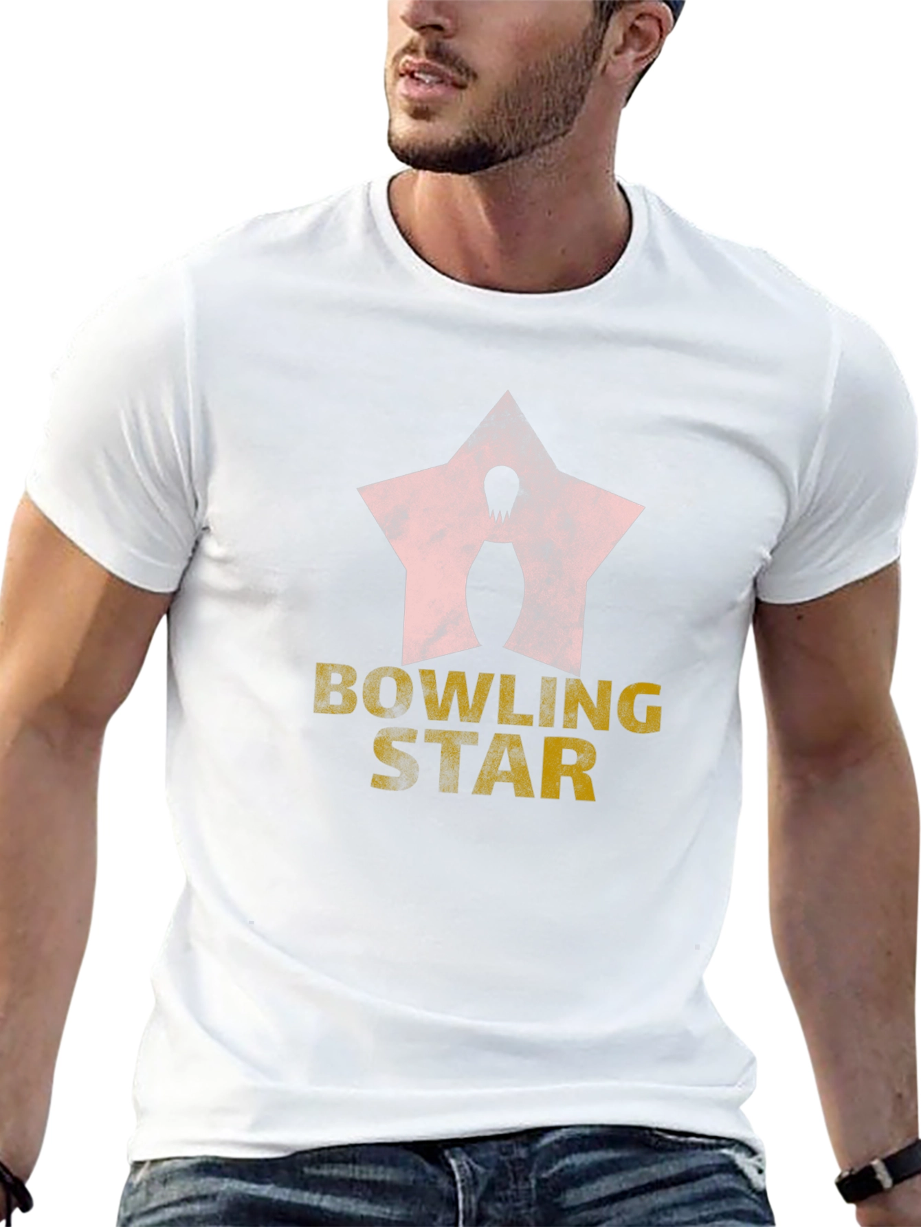 Bowling Star Graphic Tee - Black Cotton Blend