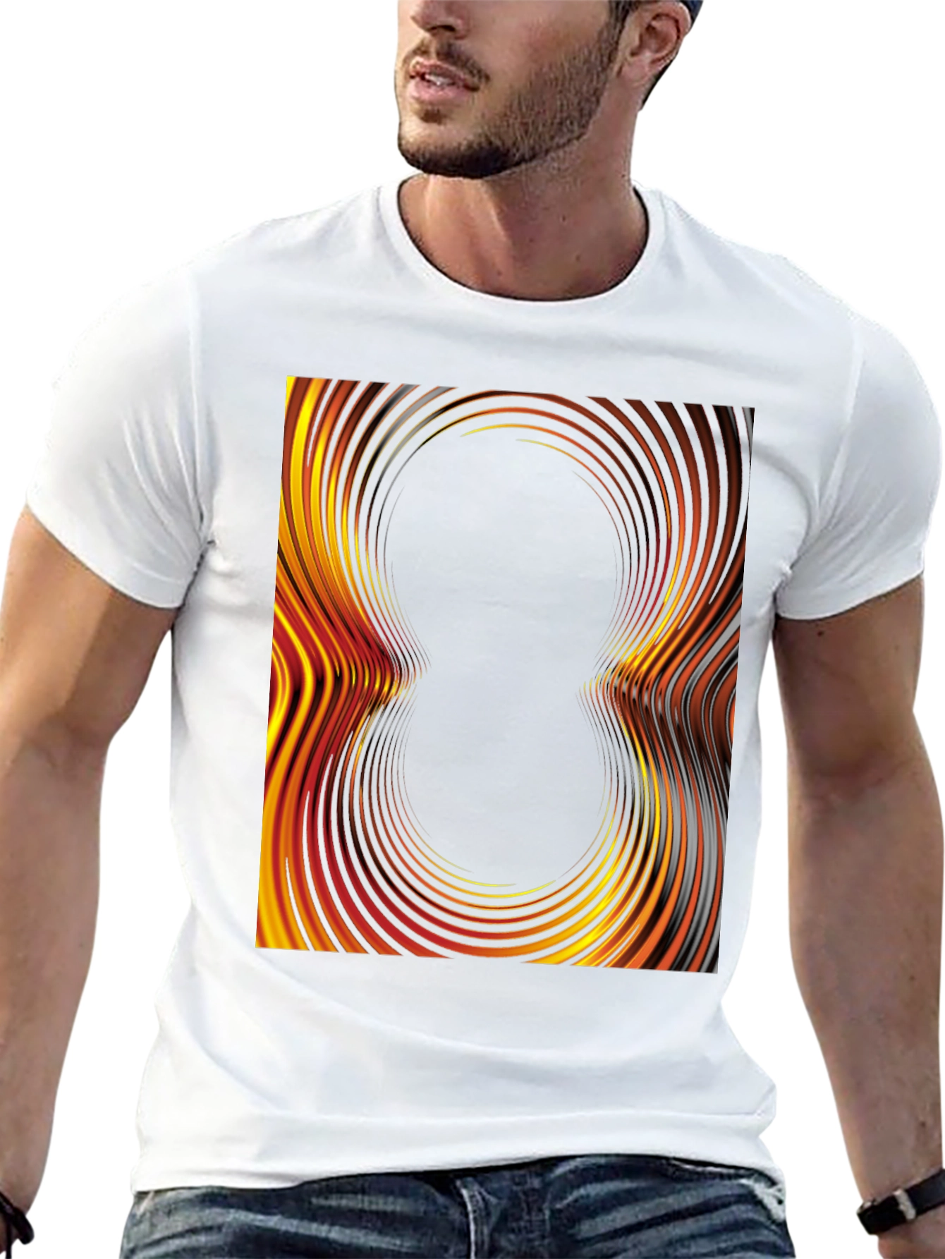Abstract Swirl Graphic Tee - Black Cotton T-Shirt