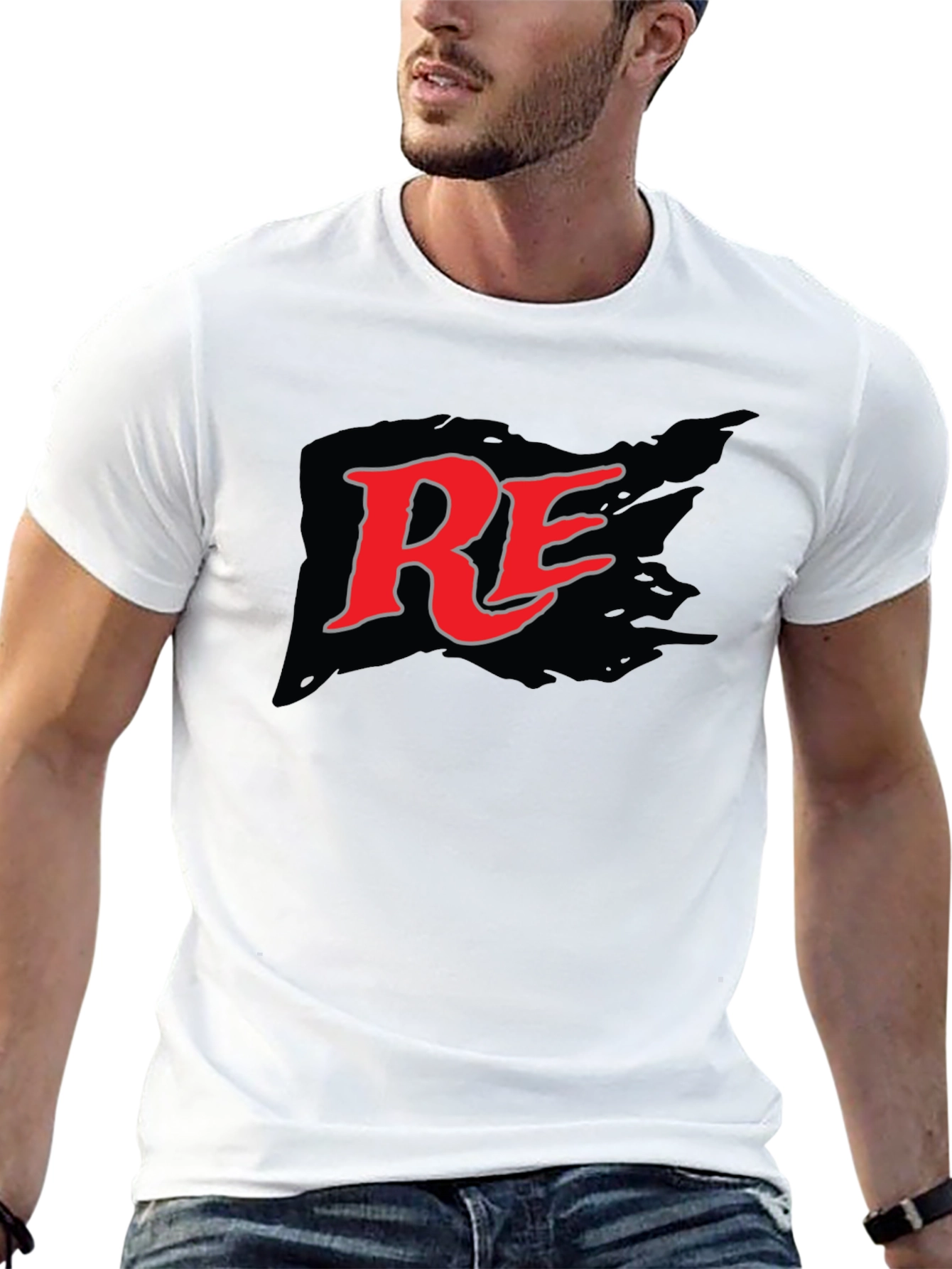 RE Logo Graphic Print Black T-Shirt