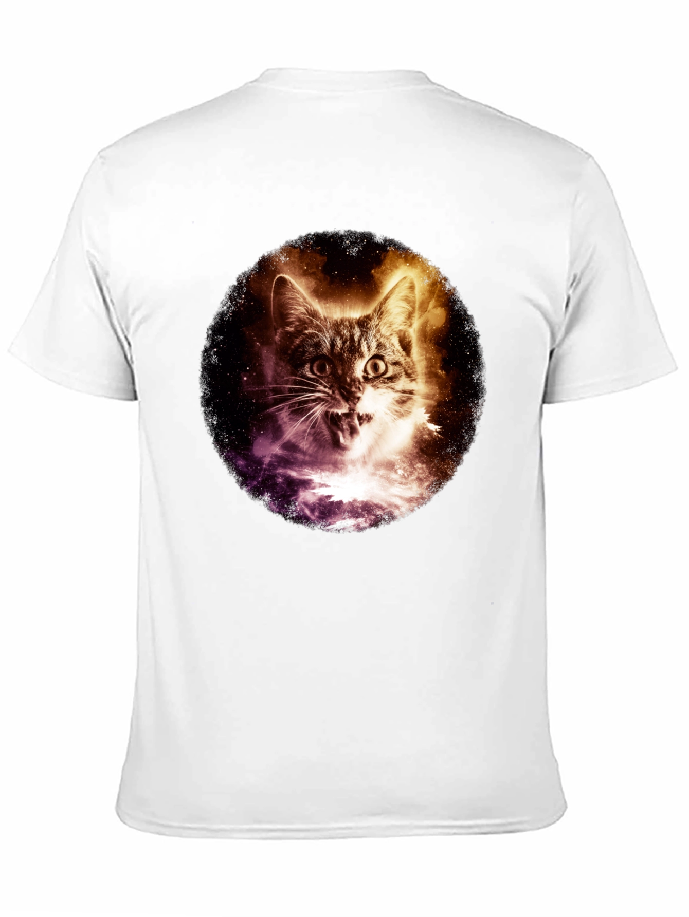 Cosmic Cat Graphic Tee - Black Short Sleeve