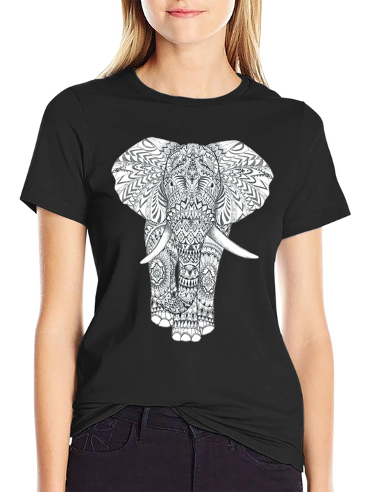 Elephant Graphic Print Mens Black T-Shirt