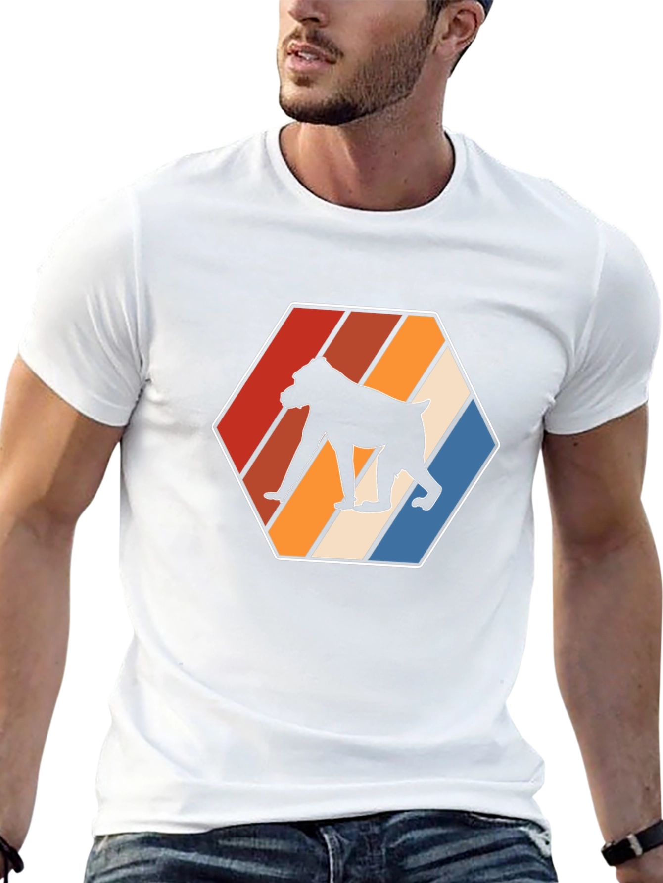 Retro Baboon Graphic Tee - Cool Hexagon Design