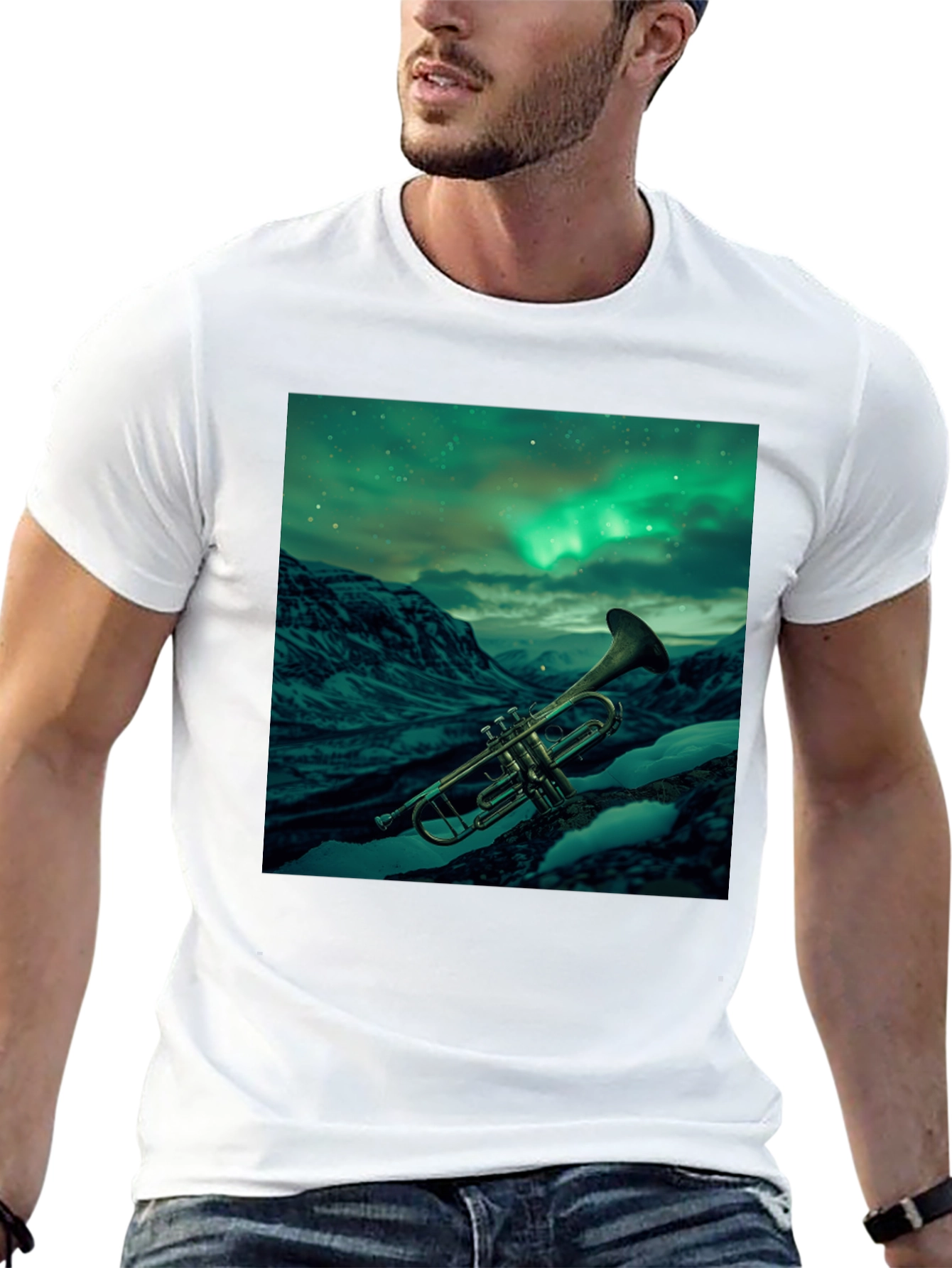 Trumpet Northern Lights Graphic T-Shirt