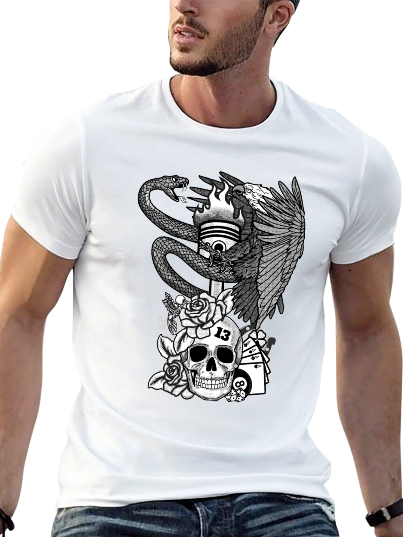 Skull & Eagle Graphic Tee - Mens Black T-Shirt