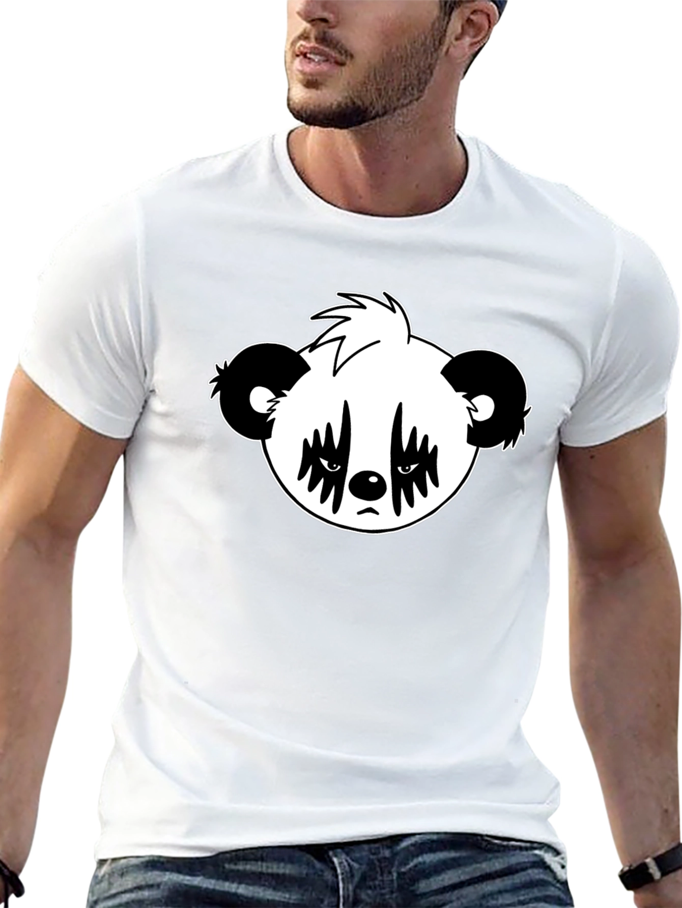Emo Panda Graphic Black T-Shirt