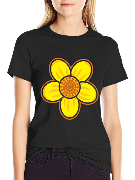 Black T-Shirt with Bold Flower Graphic