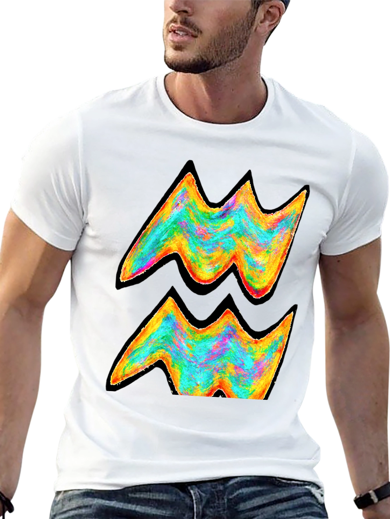 Aquarius Zodiac Rainbow Graphic Tee
