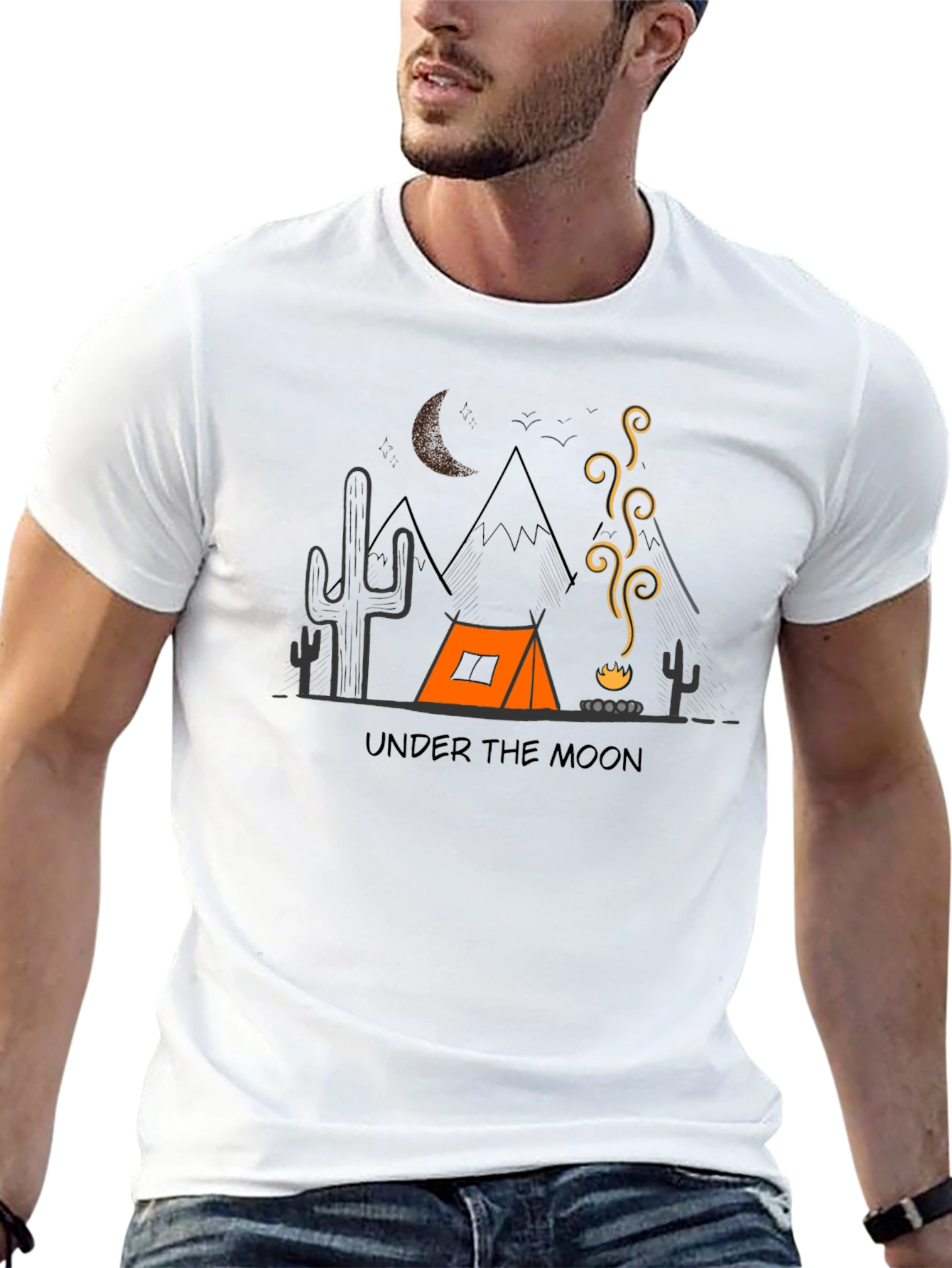 Under the Moon Camping Graphic Tee - Black