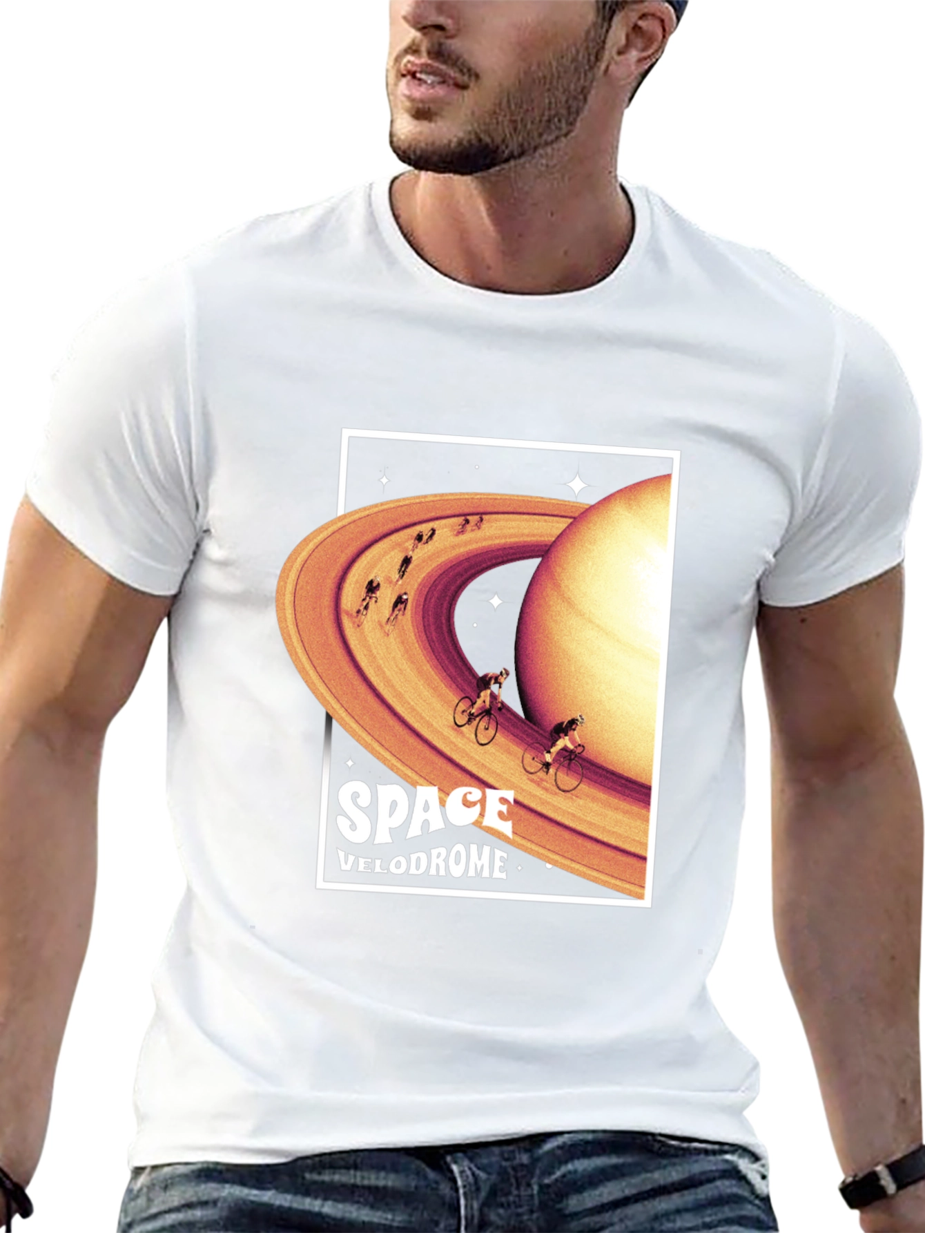 Space Velodrome Graphic T-Shirt - Saturn Cycling Tee