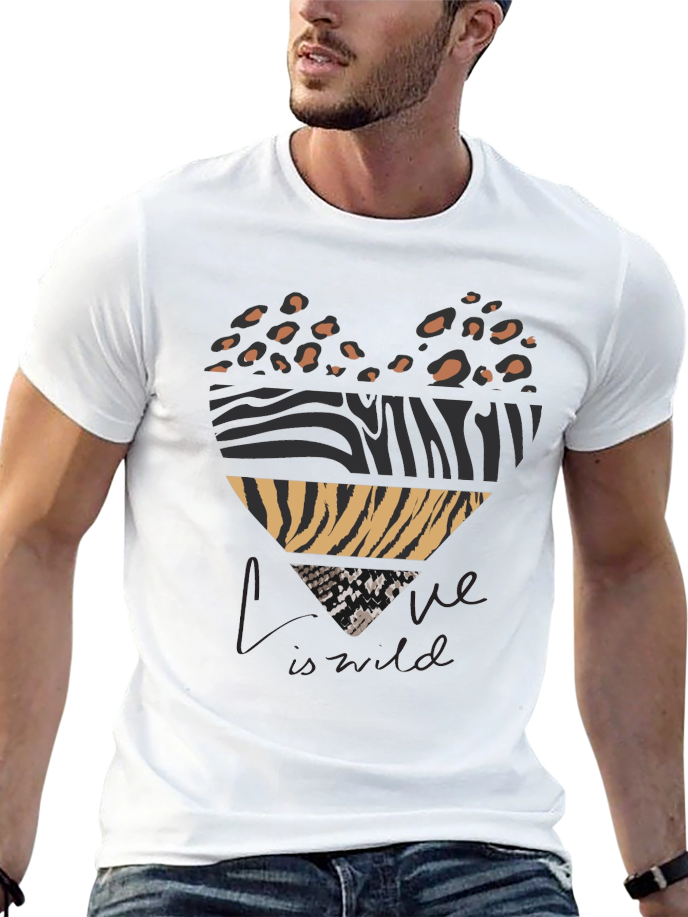 Wild Love Graphic Tee - Animal Print Heart T-Shirt