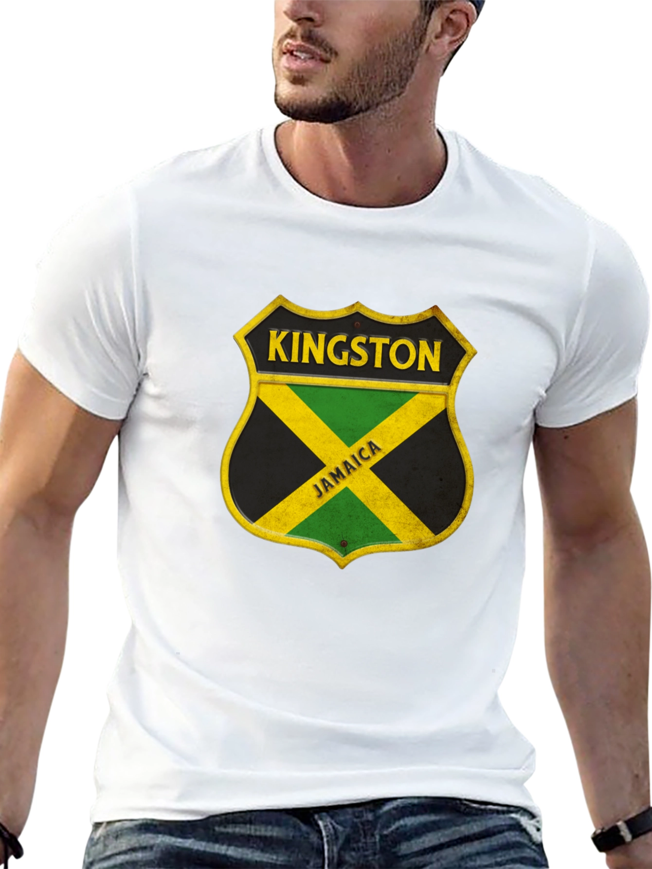 Kingston Jamaica Shield Graphic Tee - Black Cotton Shirt