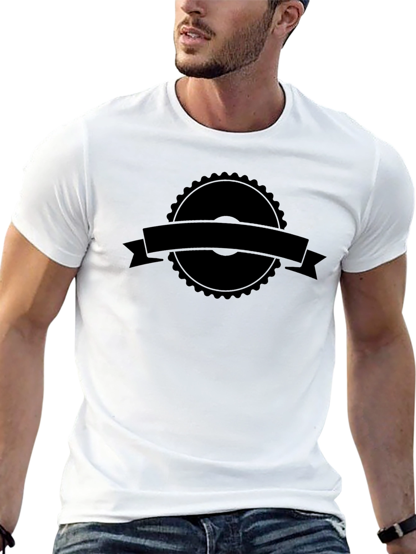 Mens Black Graphic Tee - Customizable Banner Design