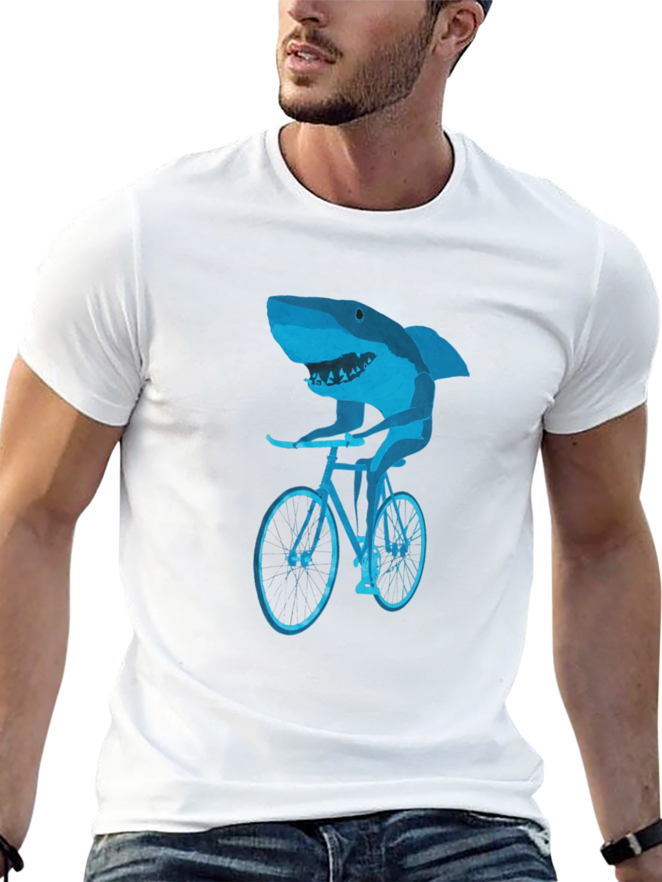 Shark on Bike Graphic Tee - Black